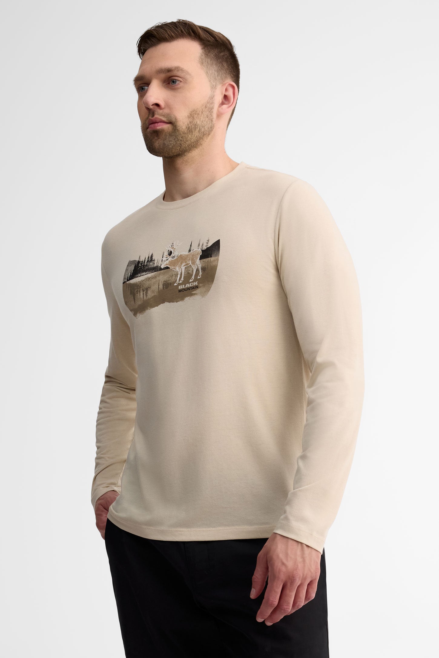 Chandail col rond manches longues coton bio - Homme && BEIGE