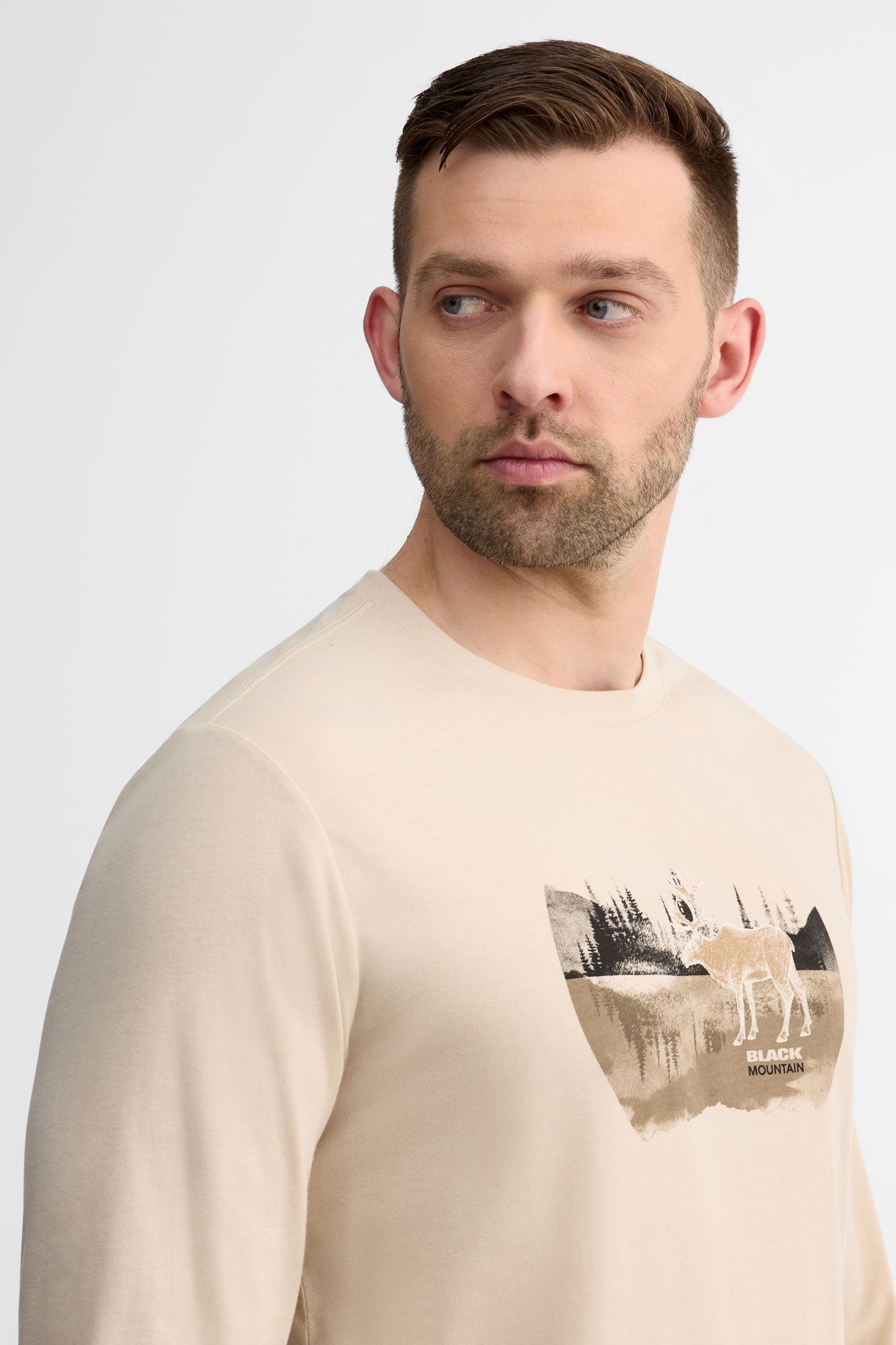 Chandail col rond manches longues coton bio - Homme && BEIGE