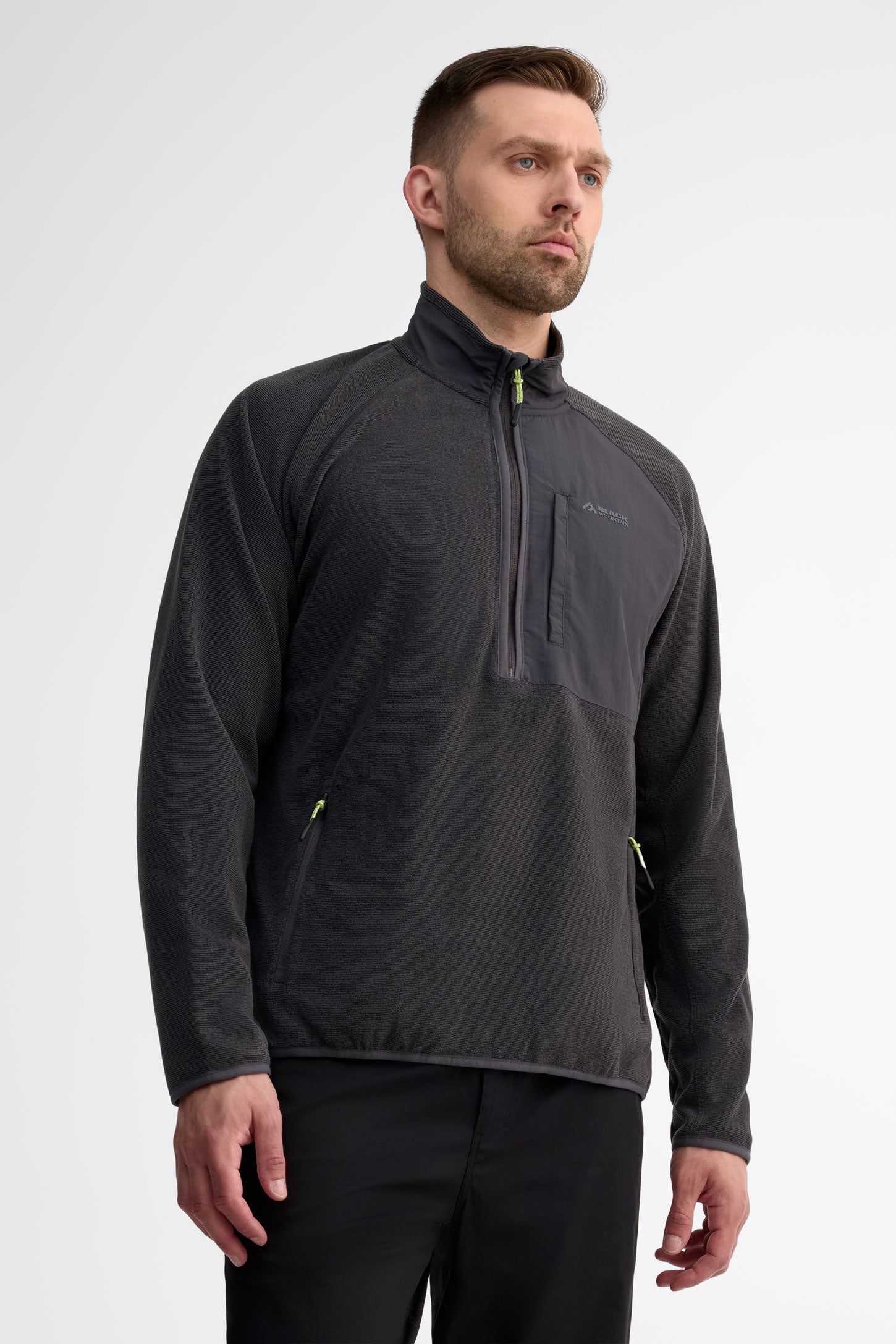 Chandail col montant demi-fermeture éclair - Homme && CHARBON/MULTI