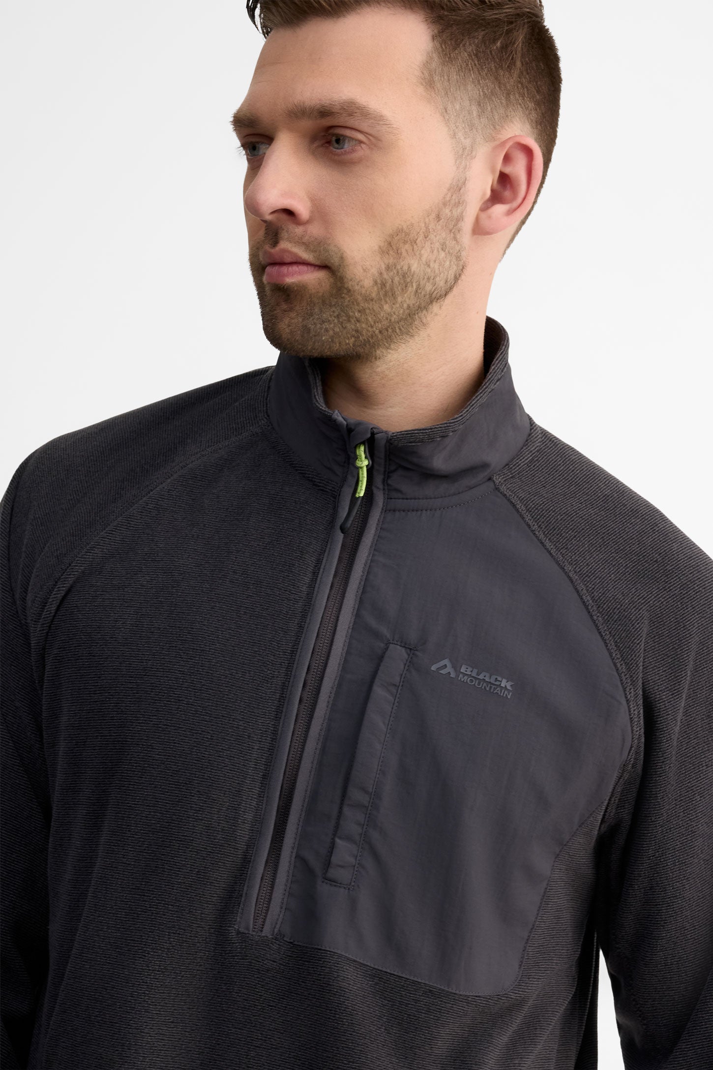 Chandail col montant demi-fermeture éclair - Homme && CHARBON/MULTI