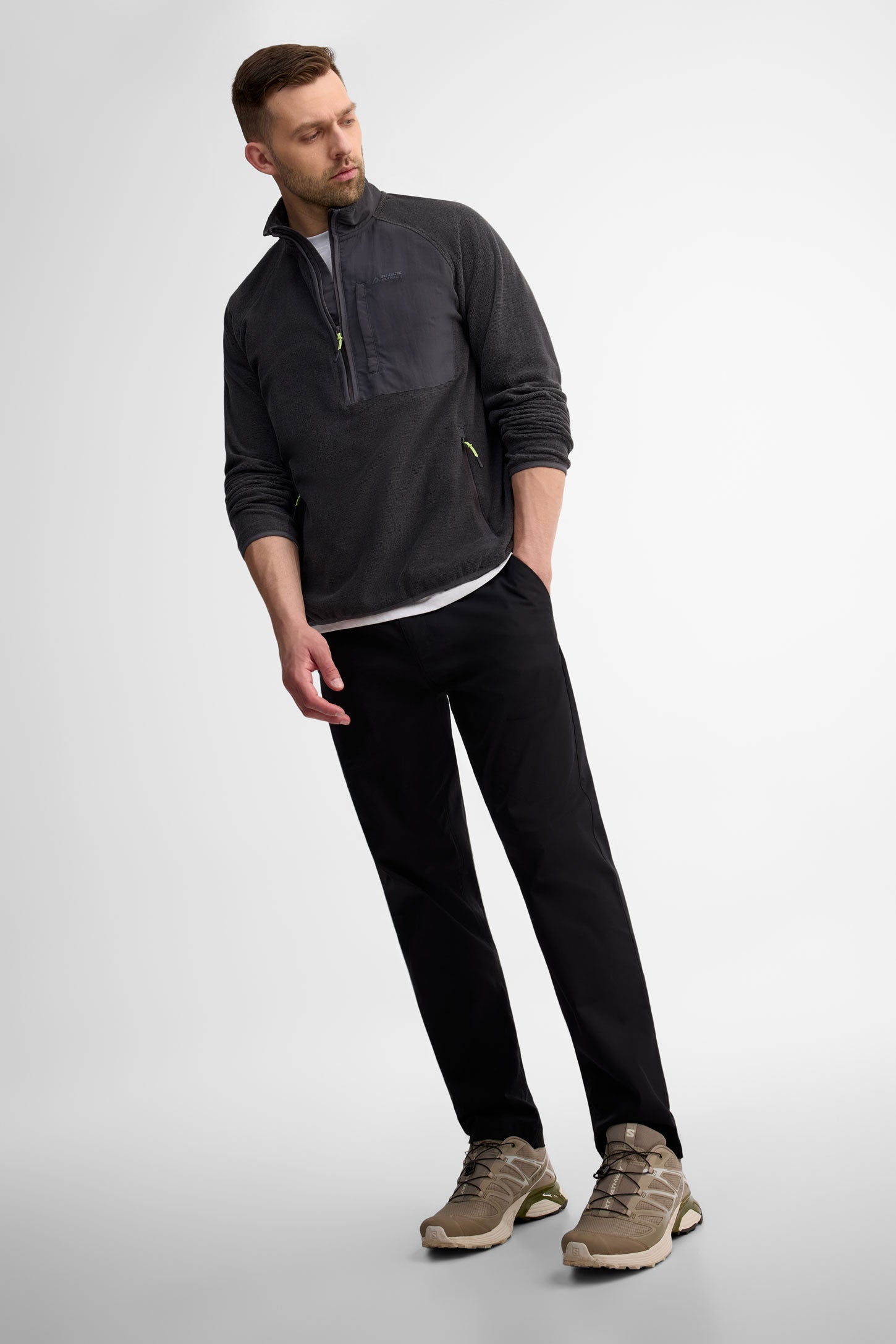 Chandail col montant demi-fermeture éclair - Homme && CHARBON/MULTI