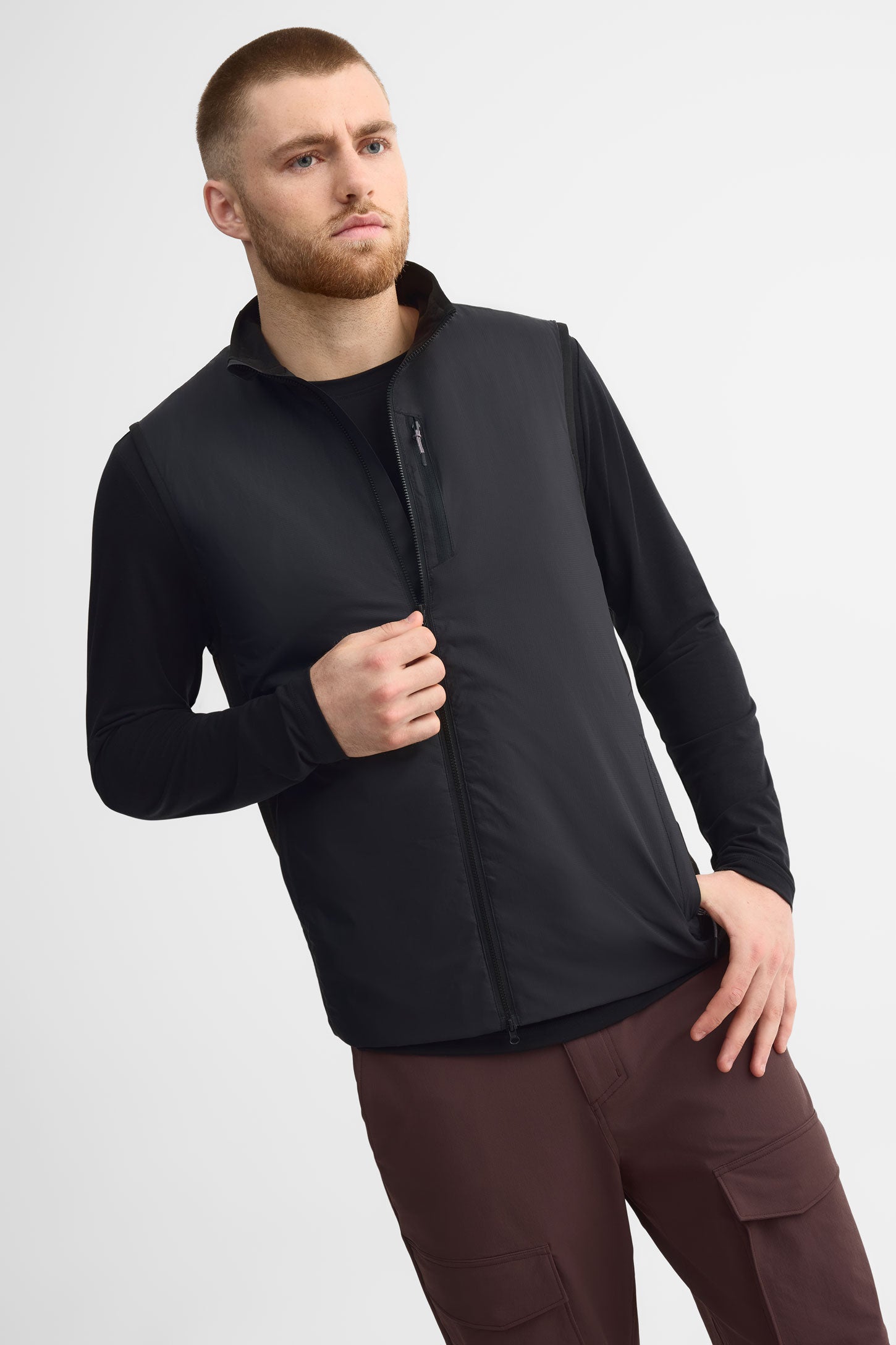 Veste sans manches col montant - Homme && NOIR