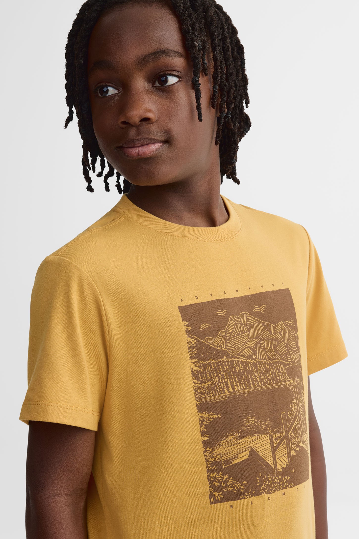 T-shirt col rond coton bio - Ado garçon && OCRE