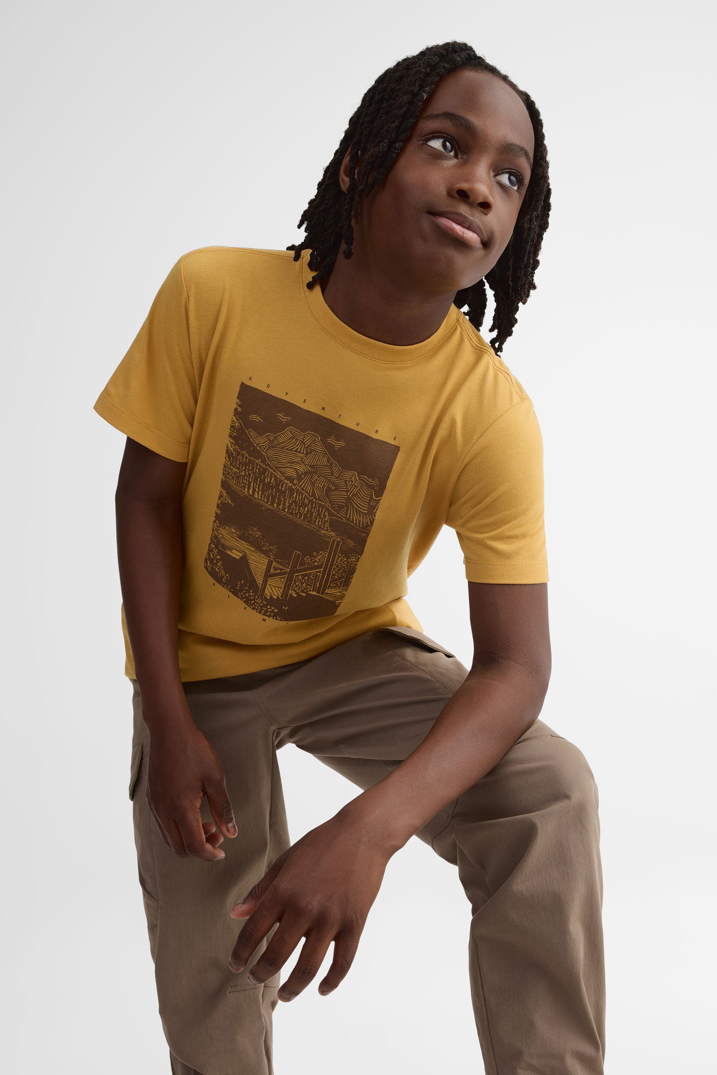 T-shirt col rond coton bio - Ado garçon && OCRE