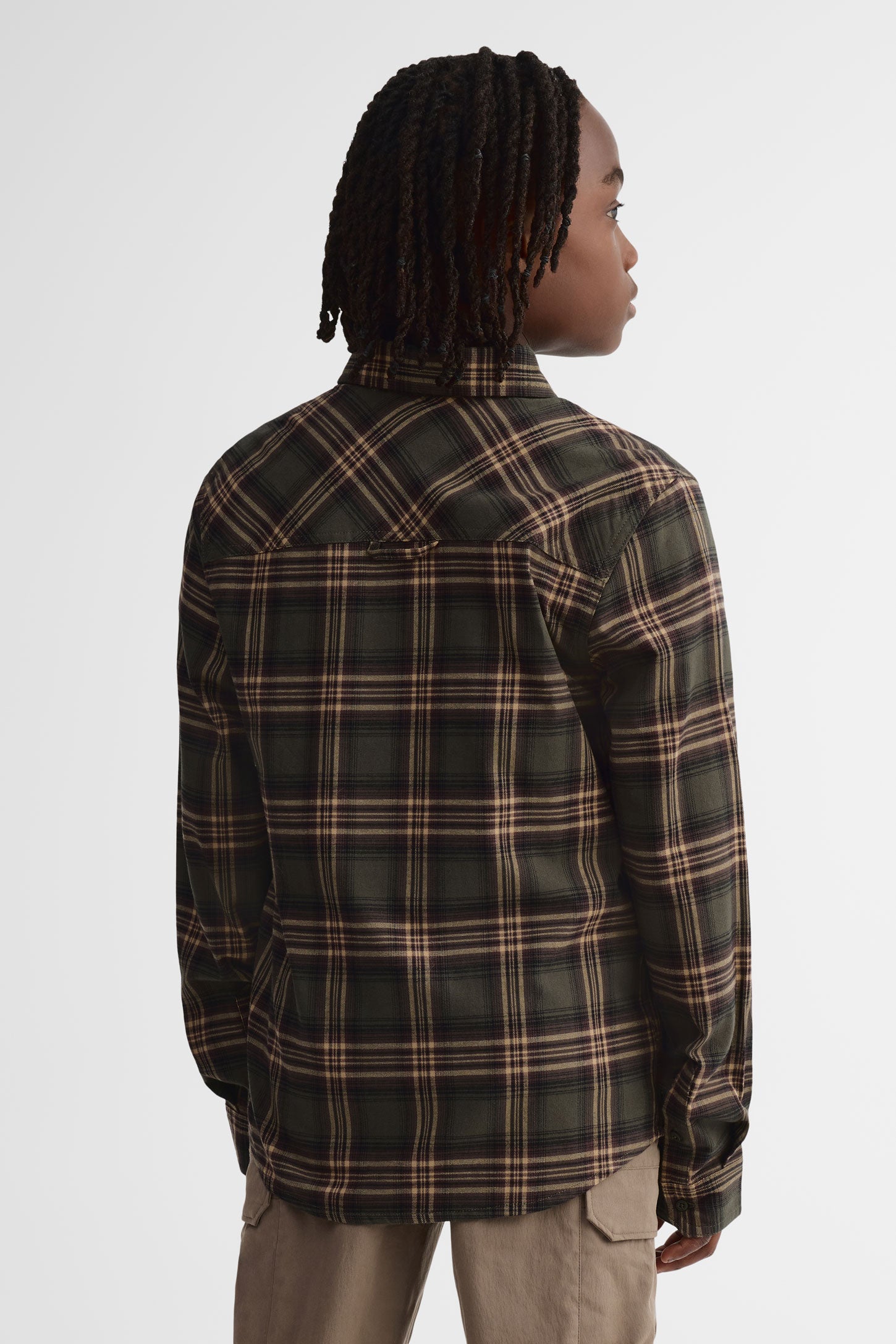 Chemise manches longues en flanelle - Ado garçon && KAKI/MULTI