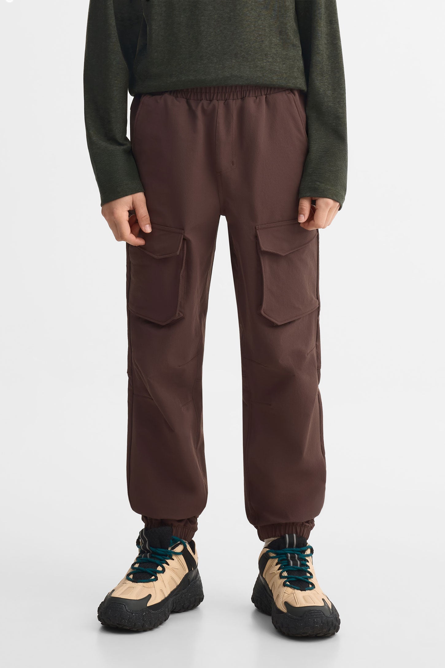 Pantalon cargo extensible 4 sens - Ado garçon && BRUN FONCE