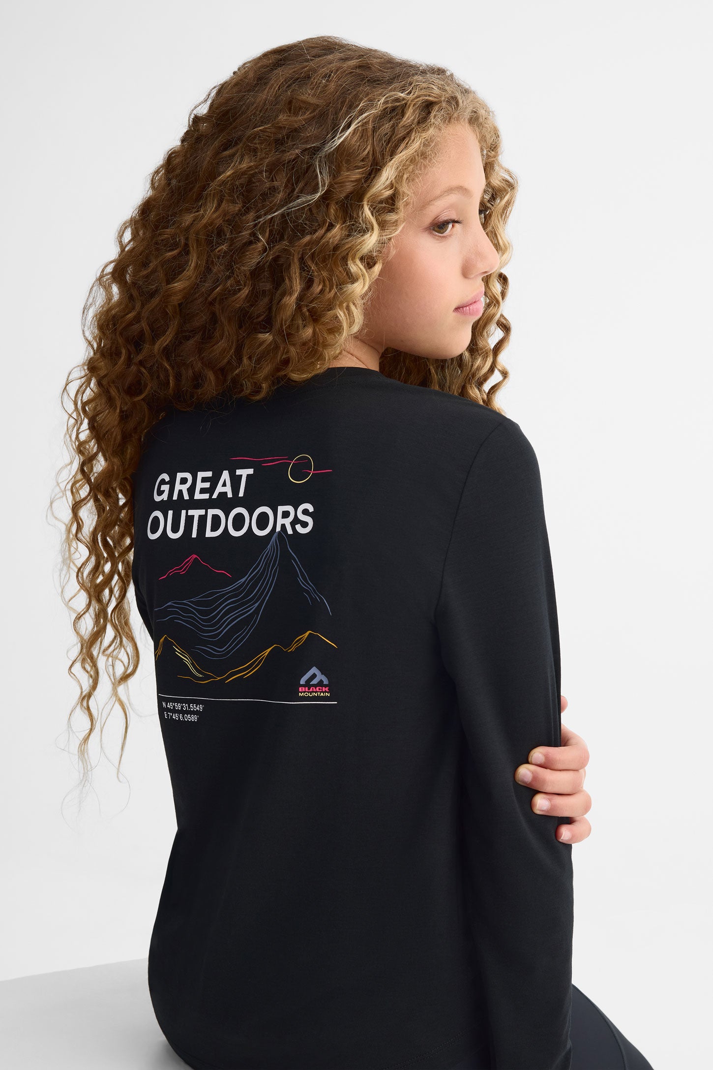 Chandail col rond manches longues - Ado fille && NOIR