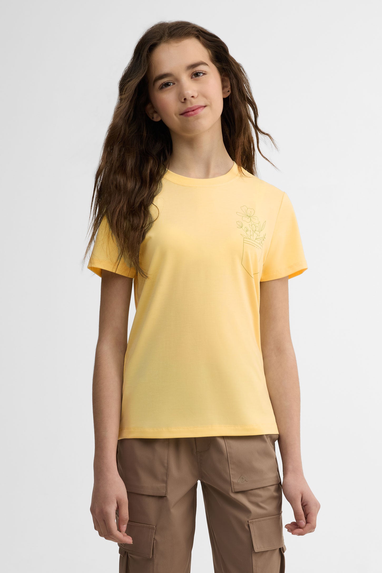 T-shirt col rond semi-ajusté - Ado fille && JAUNE