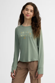 Chandail col rond manches longues lyocell - Ado fille && VERT