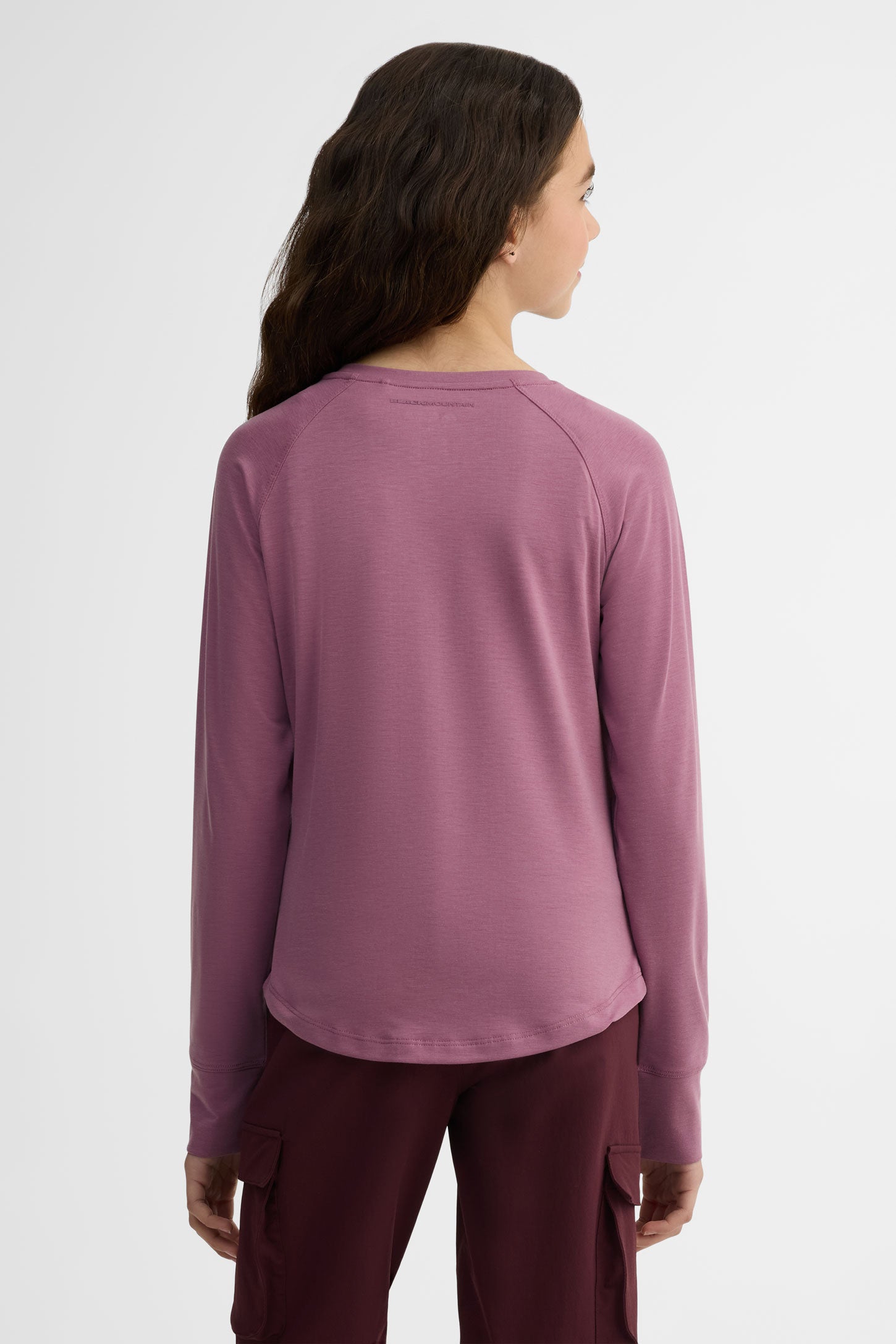 Chandail col rond manches longues lyocell - Ado fille && MAUVE FONCE