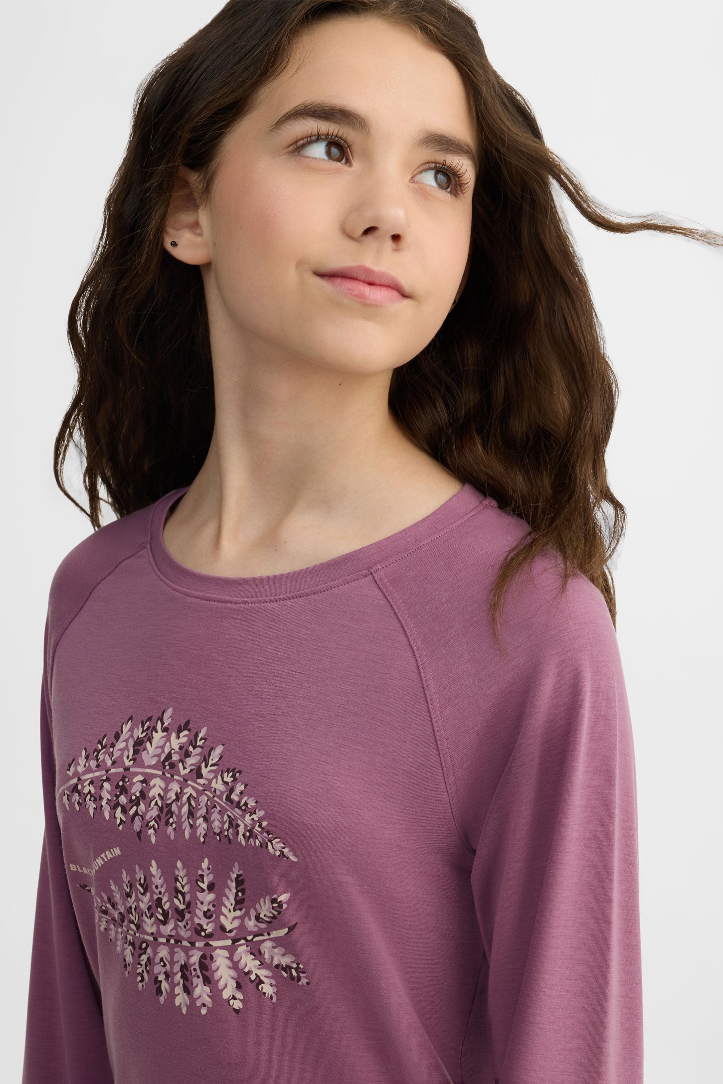 Chandail col rond manches longues lyocell - Ado fille && MAUVE FONCE