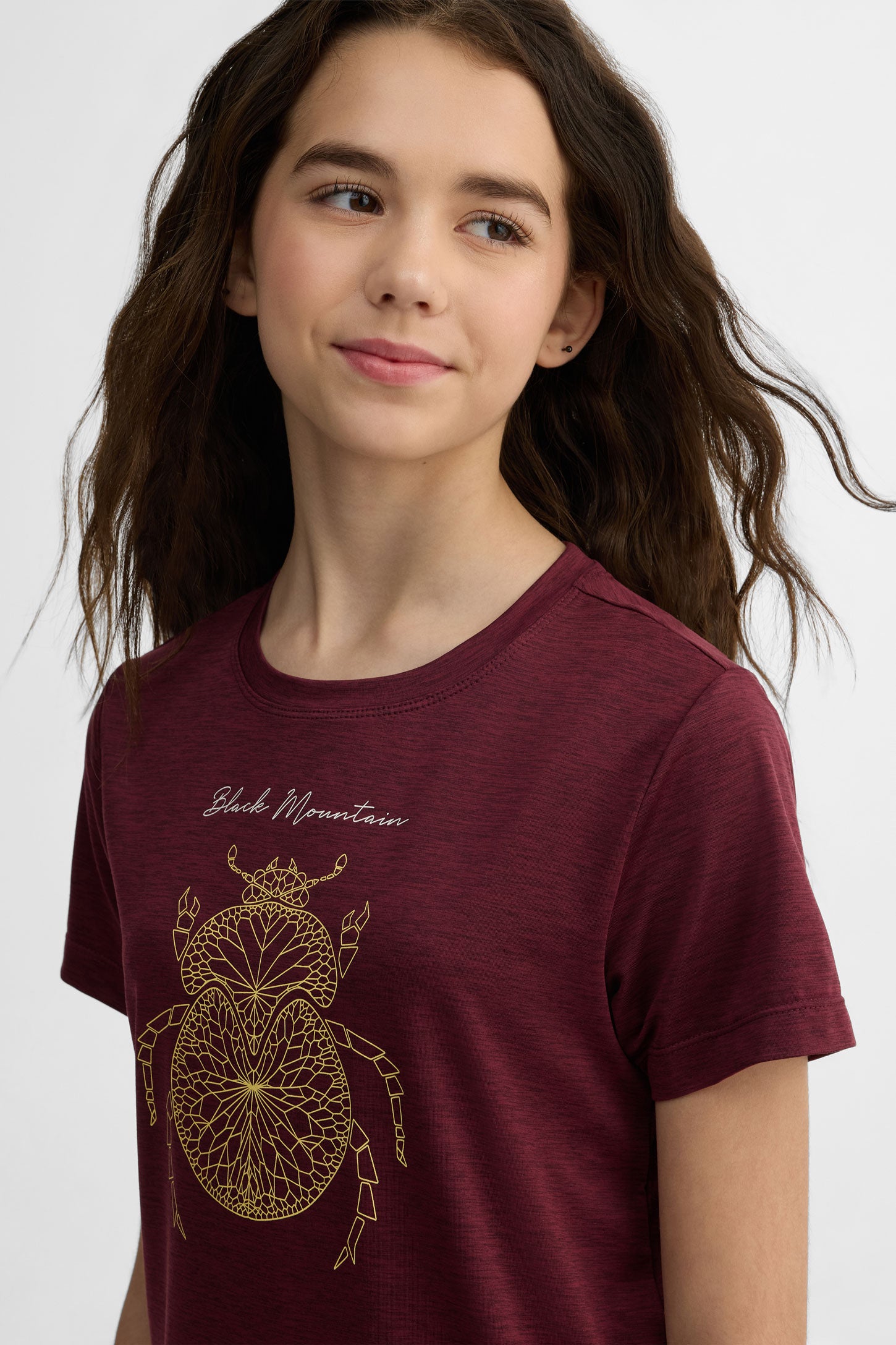 T-shirt col rond semi-ajusté - Ado fille && ROUGE VIN