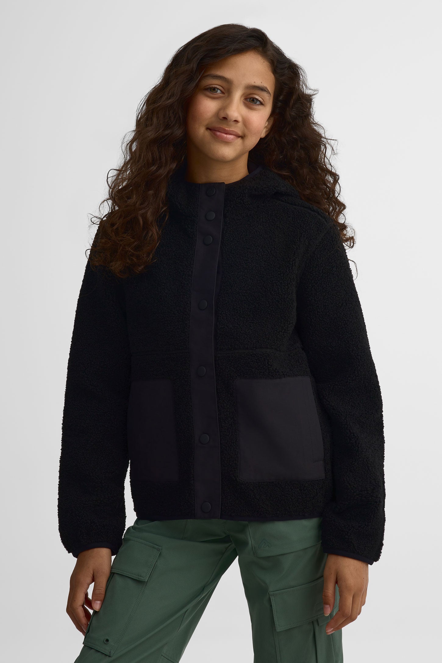 Veste à capuchon sherpa - Ado fille && NOIR