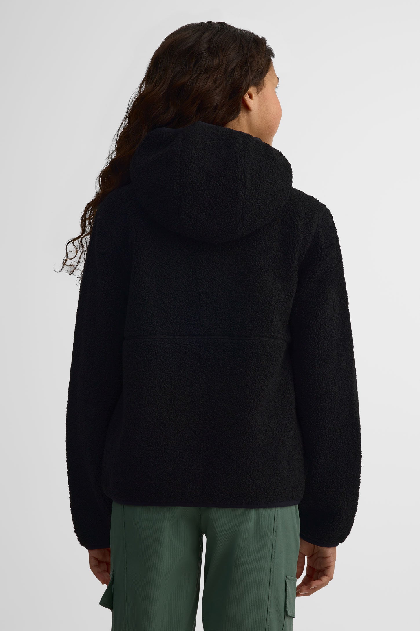 Veste à capuchon sherpa - Ado fille && NOIR