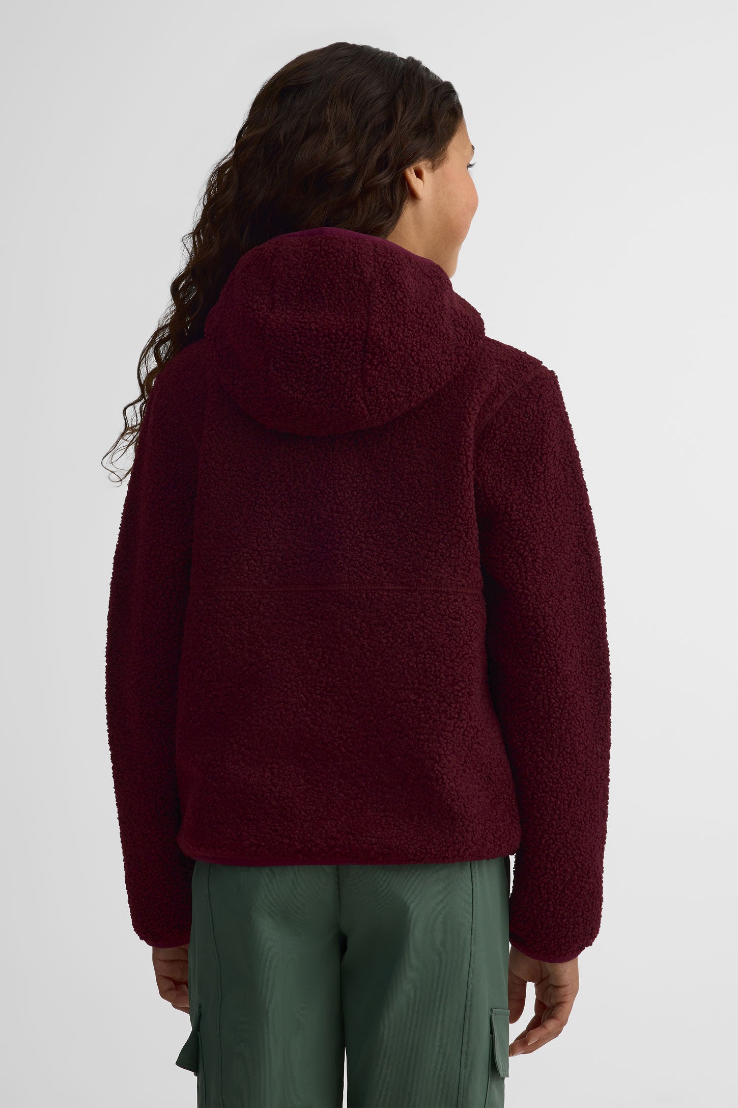 Veste à capuchon sherpa - Ado fille && ROUGE VIN
