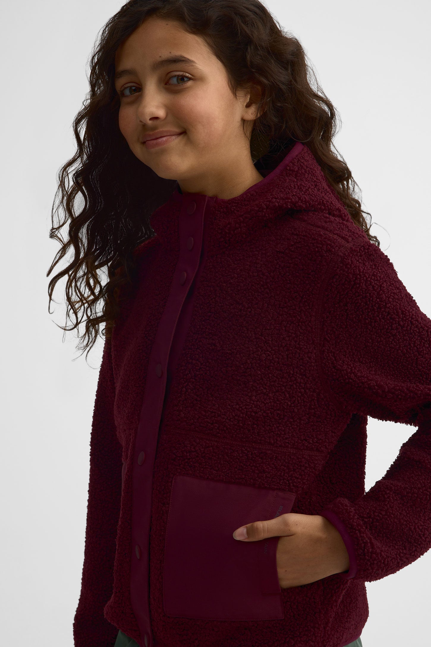 Veste à capuchon sherpa - Ado fille && ROUGE VIN