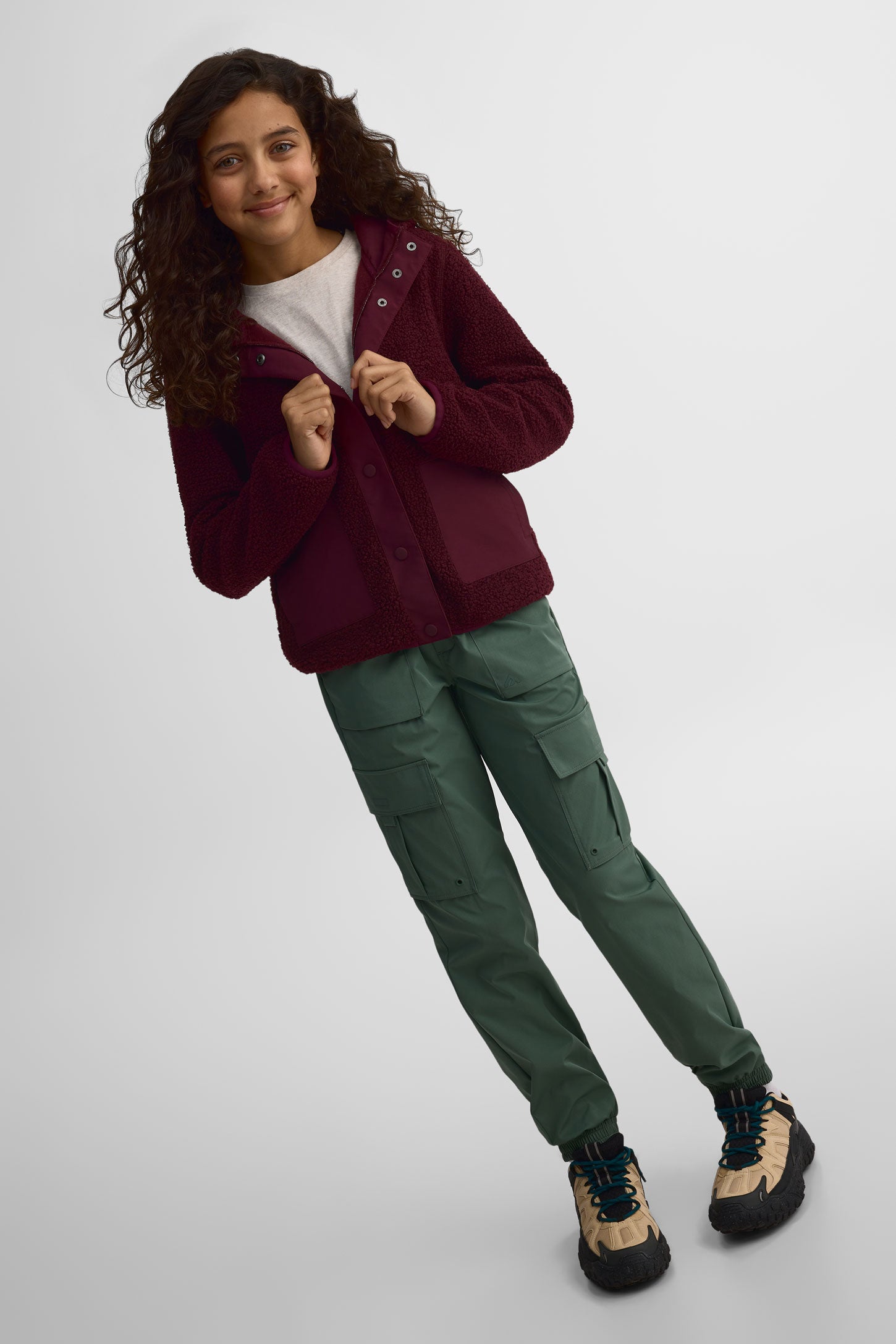 Veste à capuchon sherpa - Ado fille && ROUGE VIN