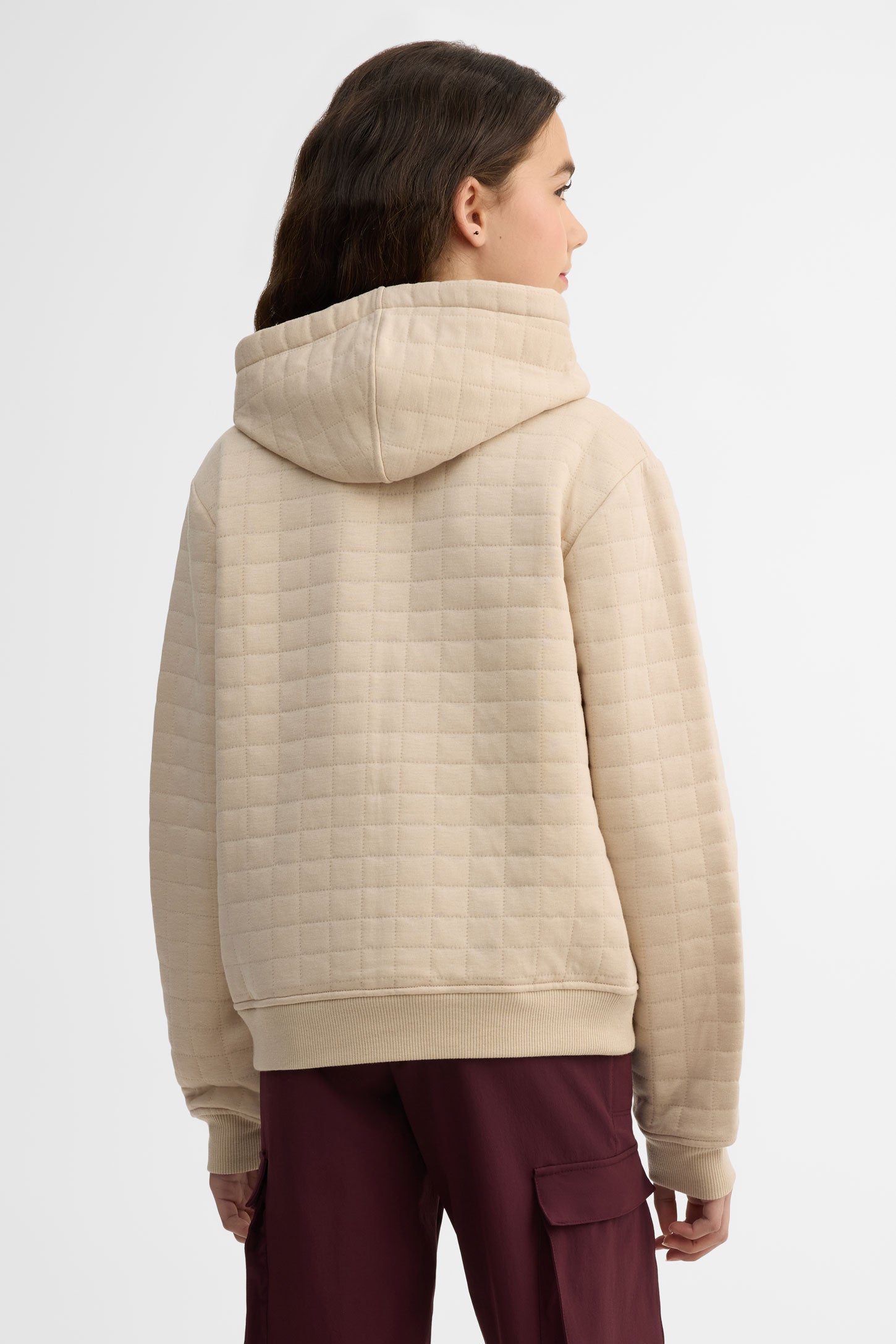 Chandail à capuchon coton ouaté - Ado fille && BEIGE