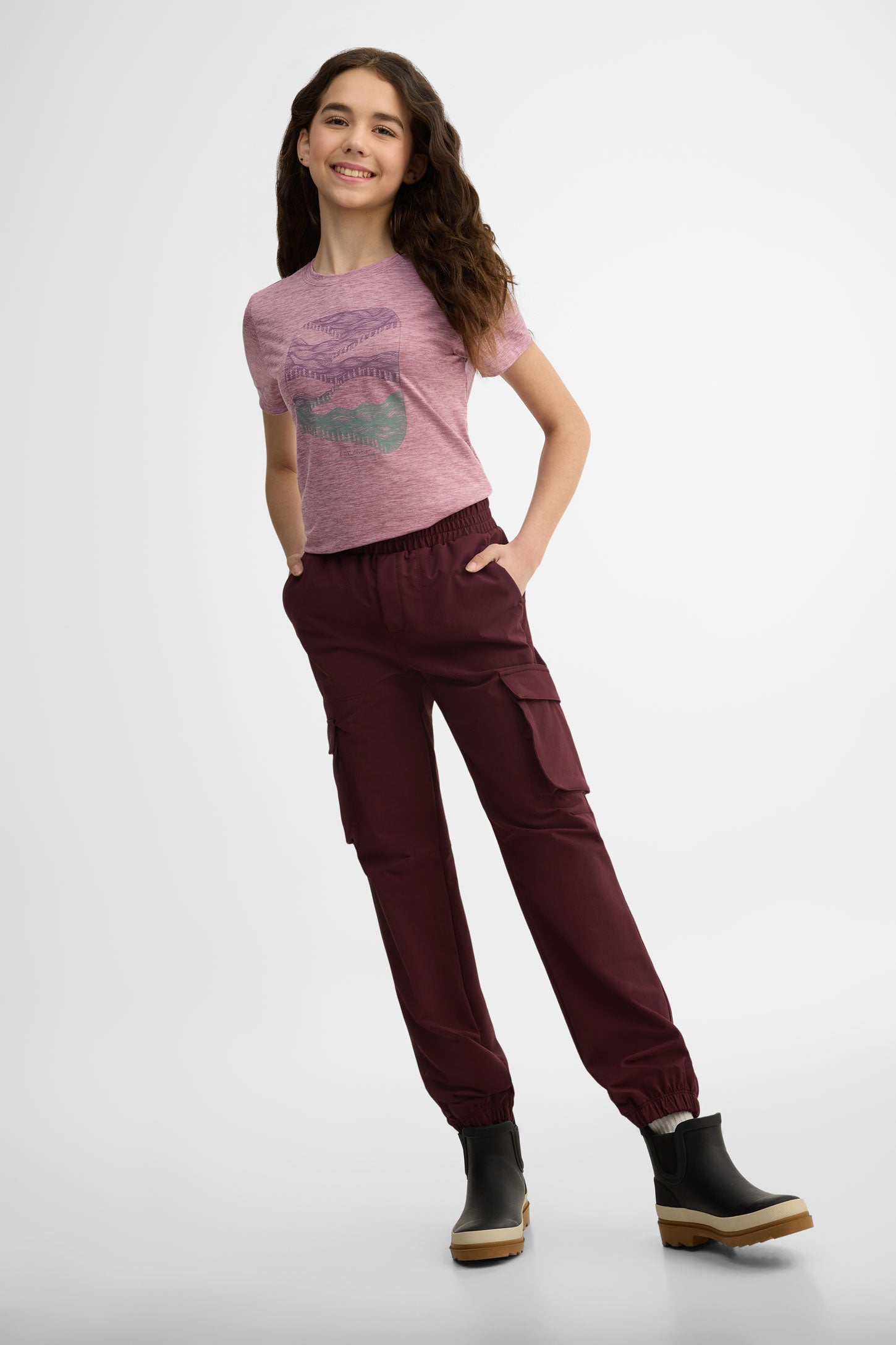 Pantalon cargo - Ado fille && ROUGE VIN
