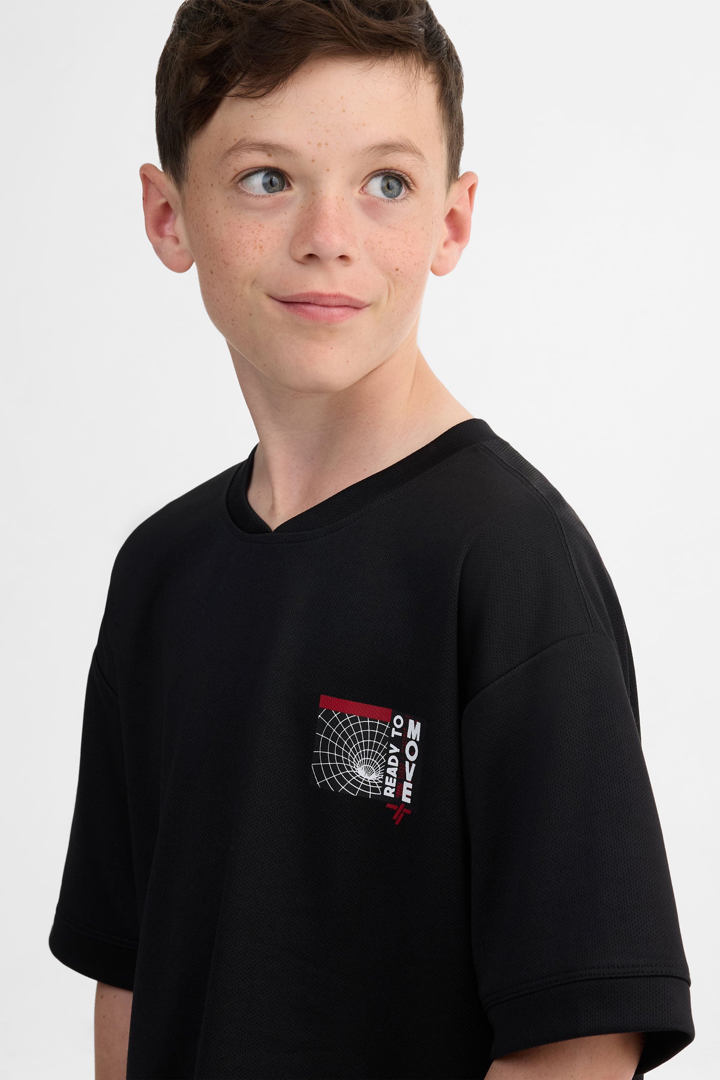 T-shirt col rond coton - Ado garçon && NOIR
