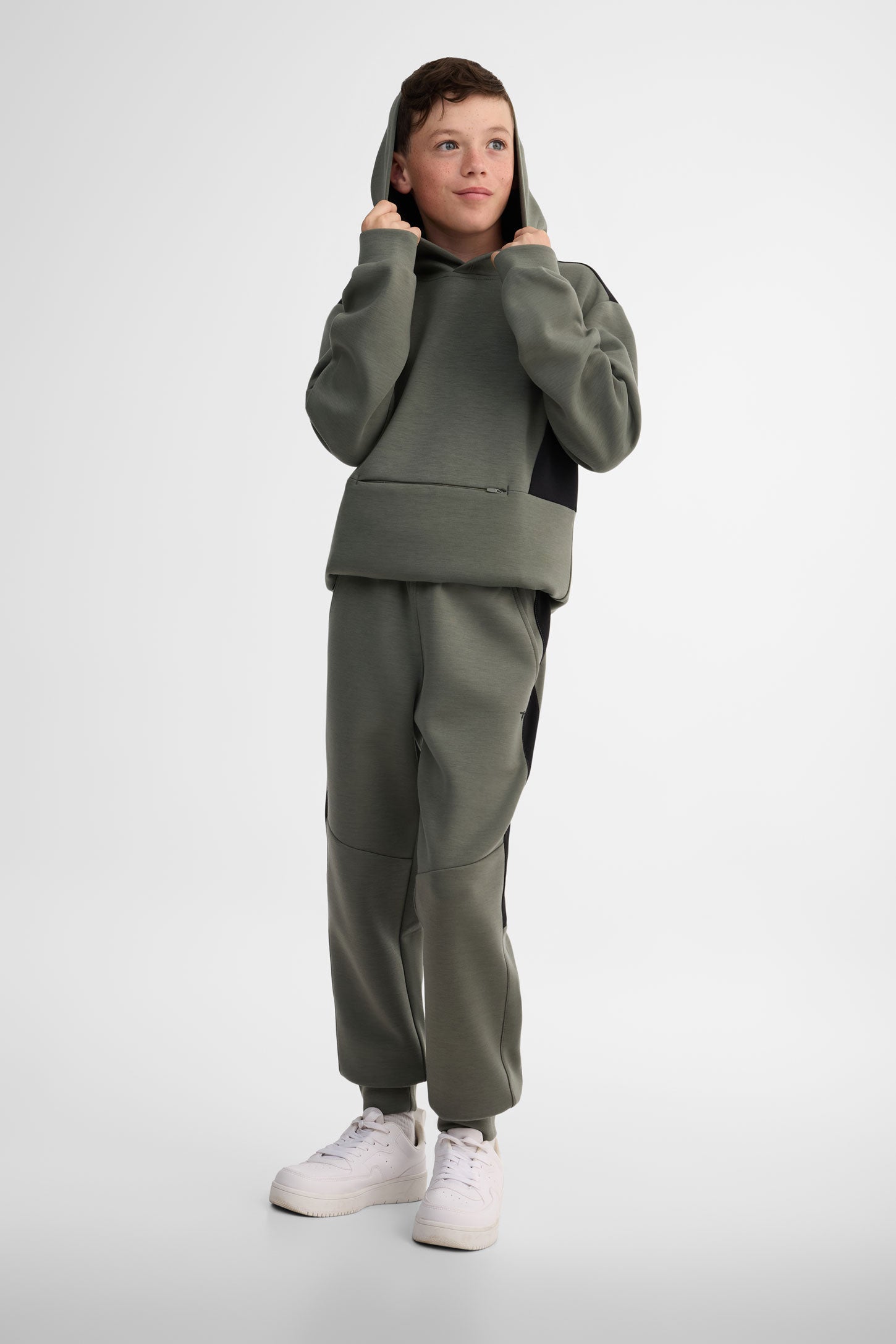 Pantalon jogger coton ouaté - Ado garçon && KAKI