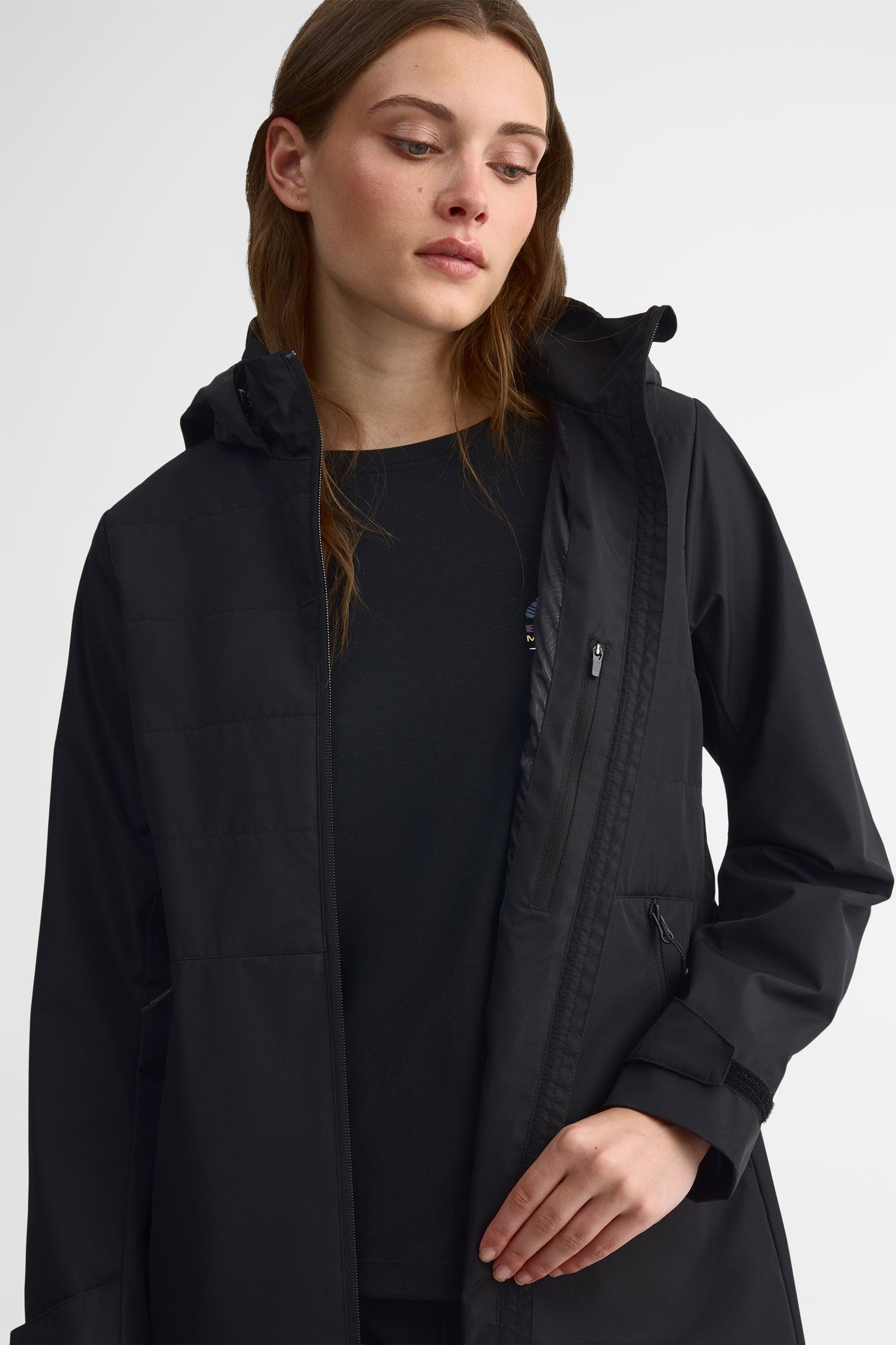 Manteau à capuchon imperméable - Femme && NOIR