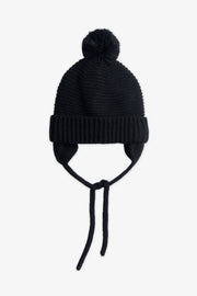 Tuque en tricot doublée à cordons - Bébé garçon && NOIR