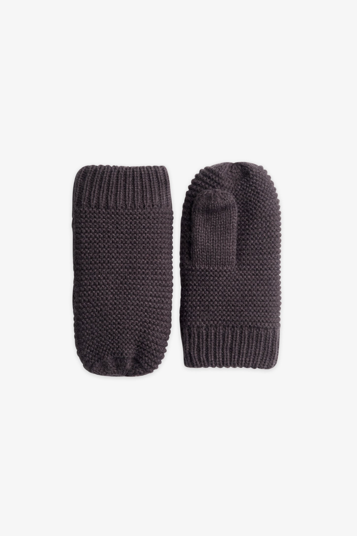 Mitaines en tricot doublées - Bébé fille && CHARBON