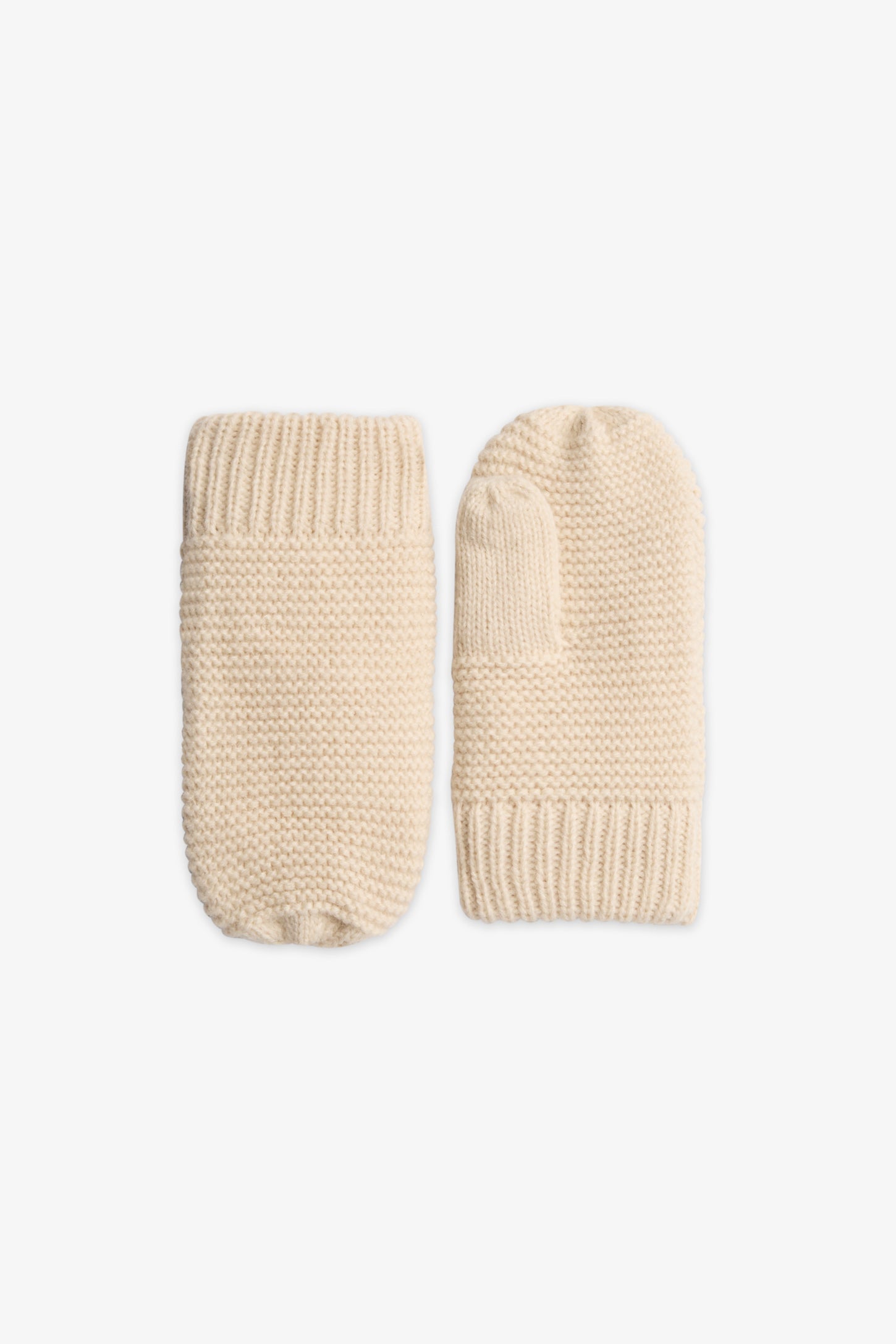 Mitaines en tricot doublées - Bébé fille && BLANC CASSÉ