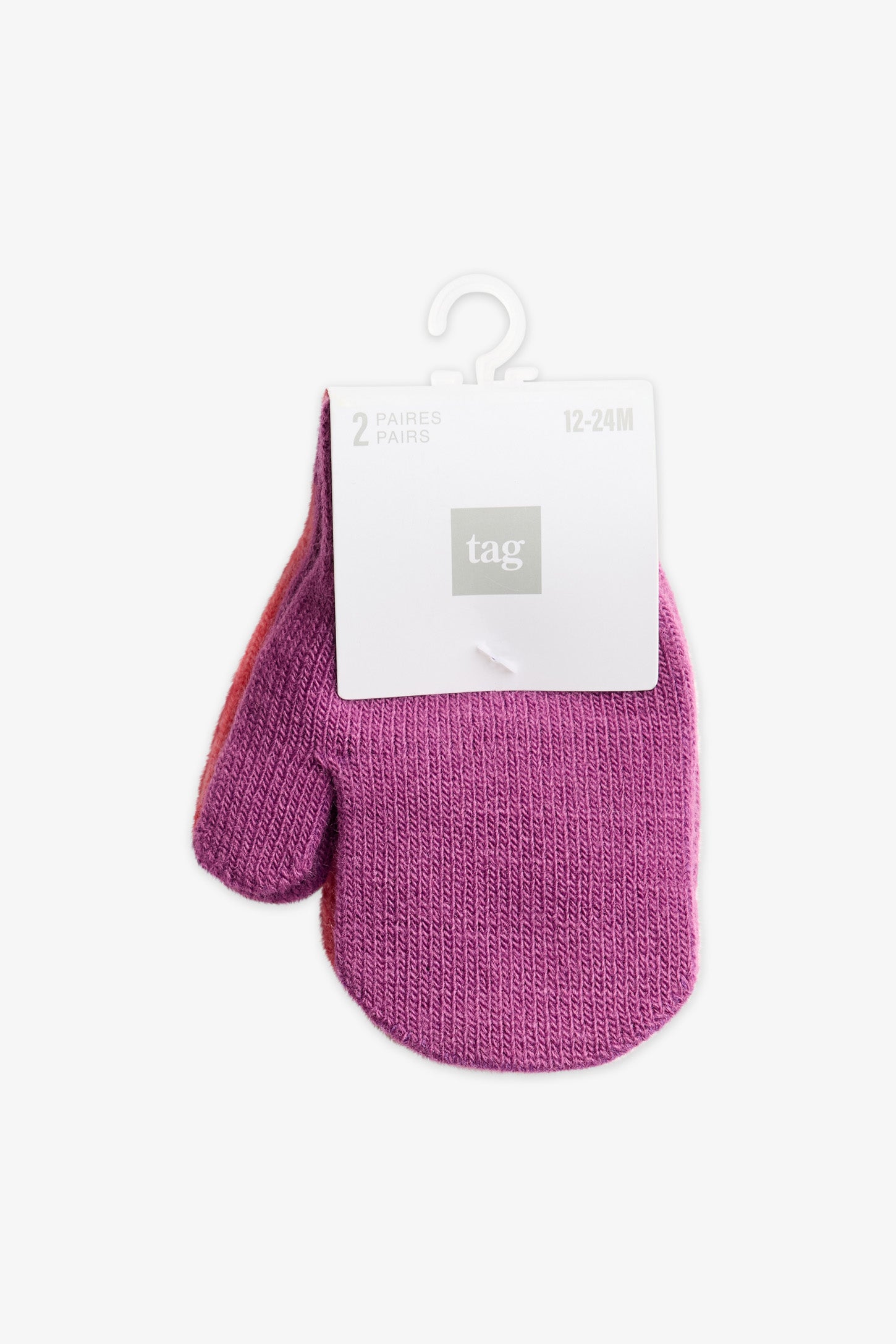 Lot de 2 paires de mitaines magiques, 2/10$ - Bébé fille && MAUVE FONCE