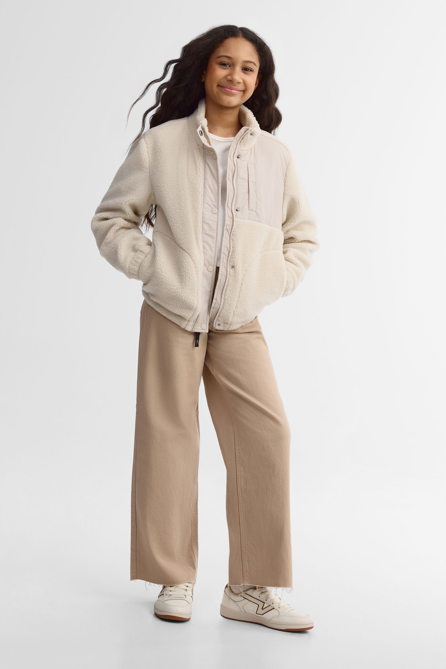 Manteau en sherpa doublé - Ado fille && BEIGE
