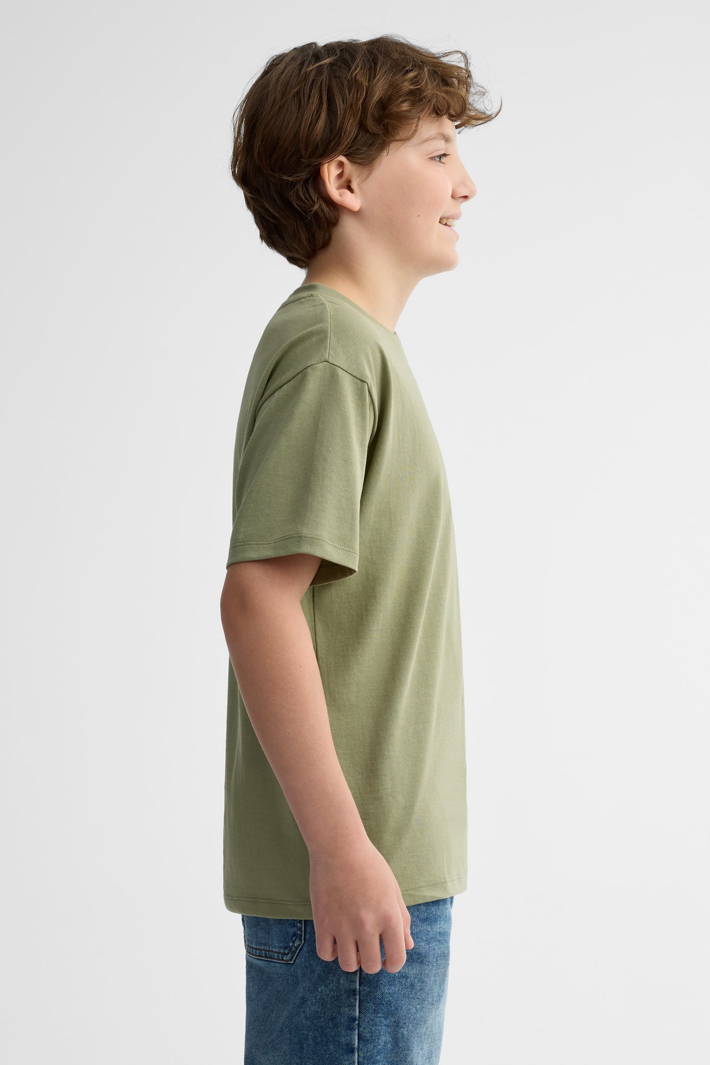 T-shirt col rond coton - Ado garçon && KAKI