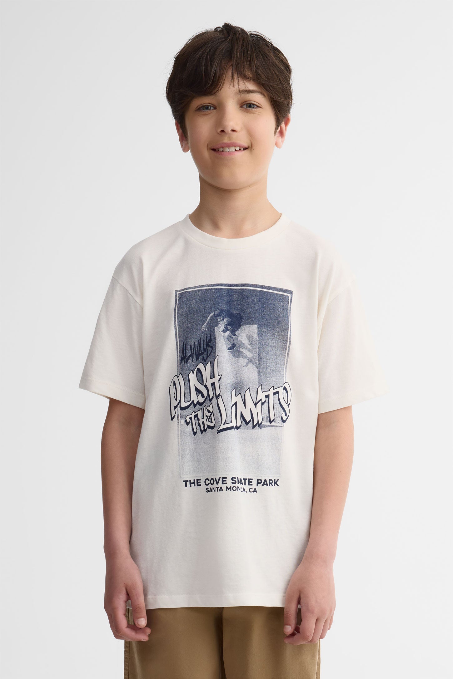 T-shirt col rond coton, 2/25$ - Ado garçon && CREME