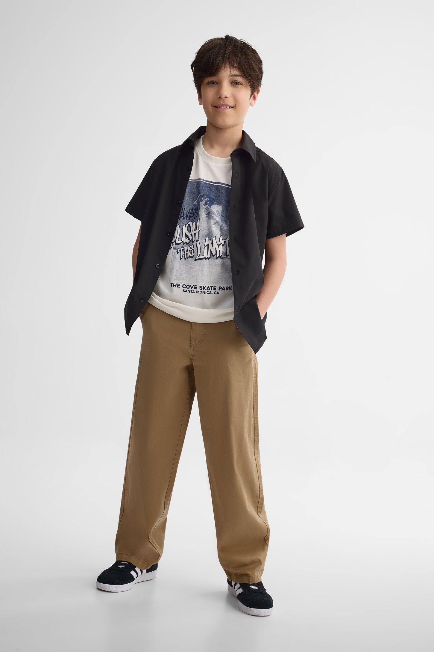 T-shirt col rond coton, 2/25$ - Ado garçon && CREME