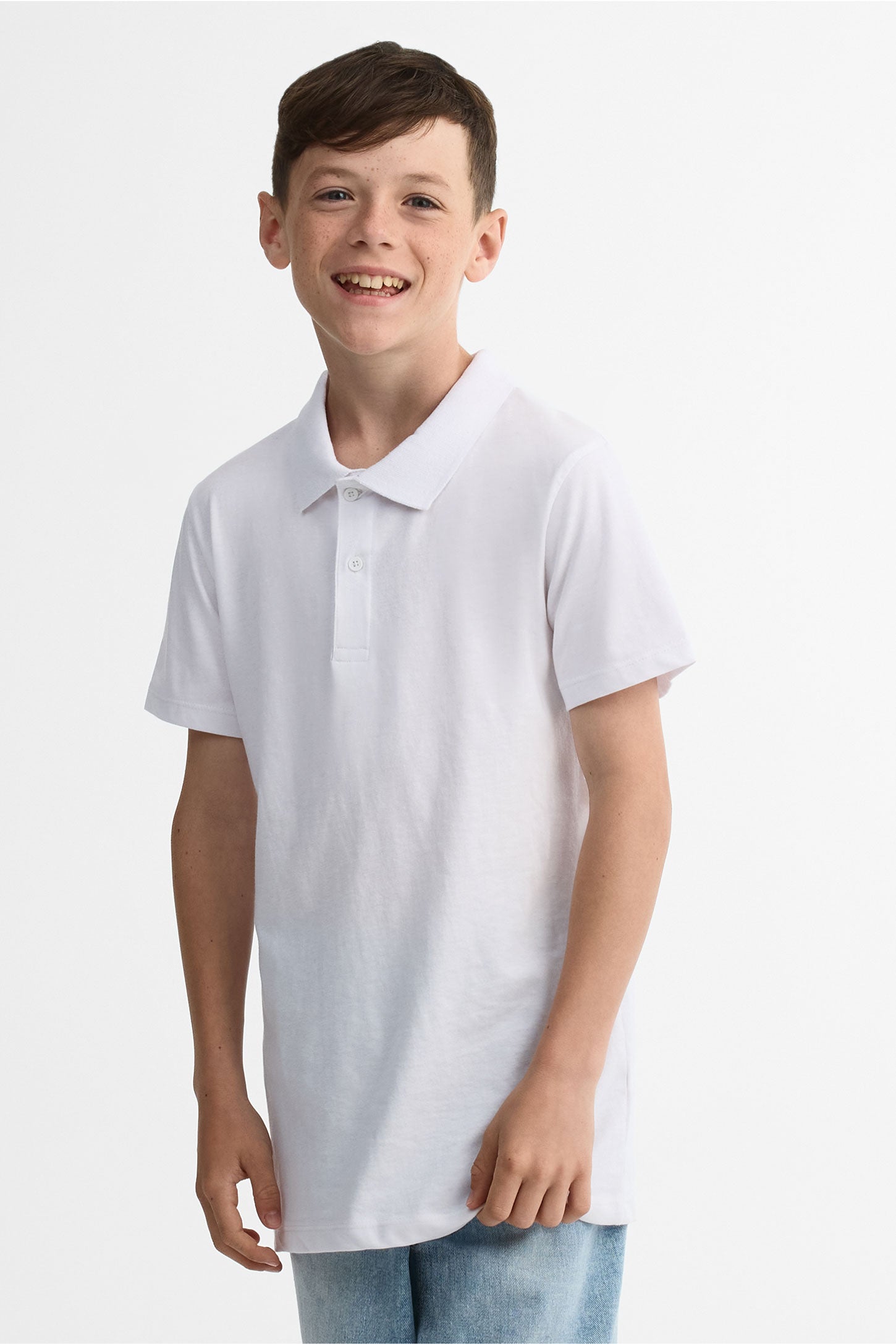 Polo manches courtes coton - Ado garçon && BLANC