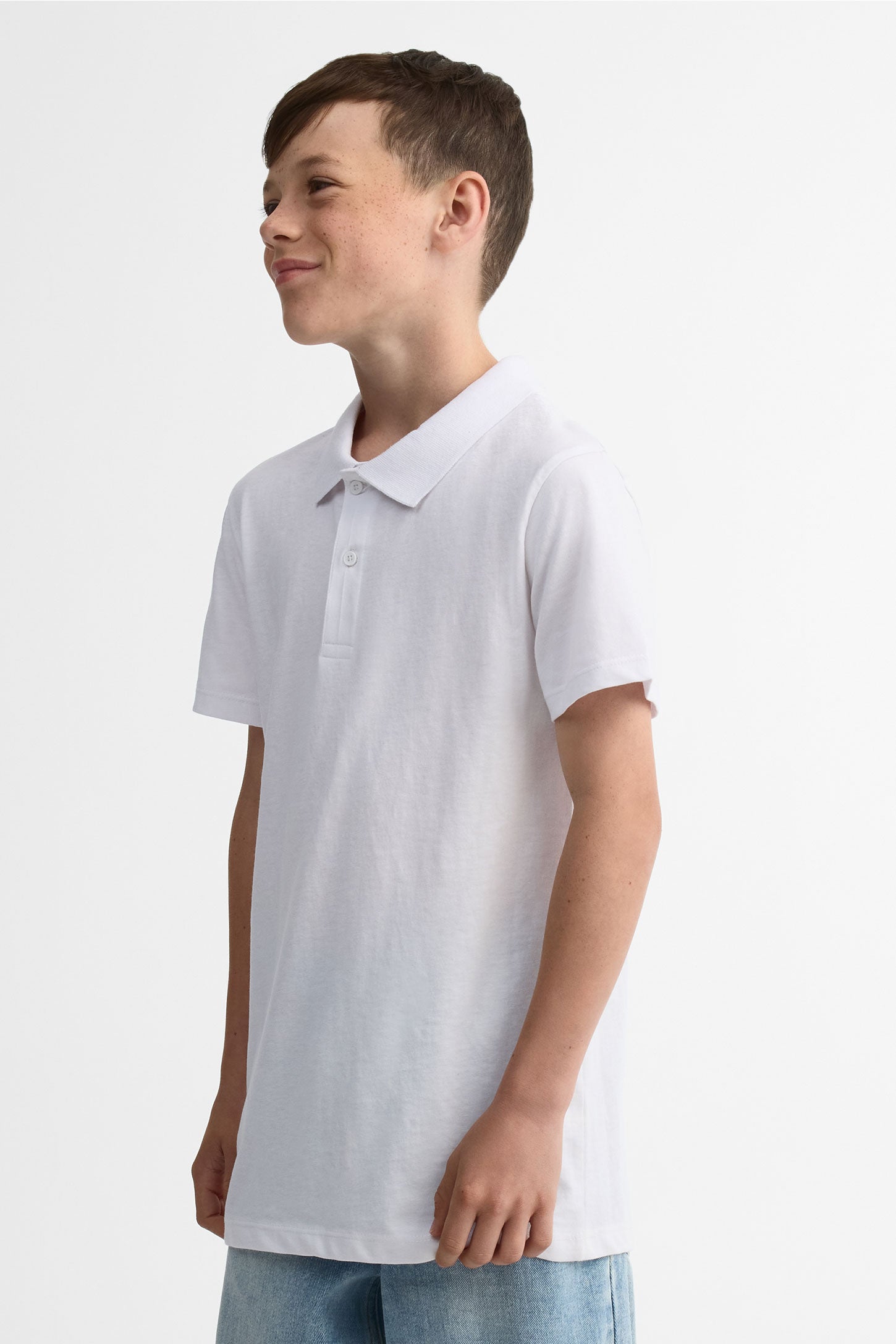 Polo manches courtes coton - Ado garçon && BLANC