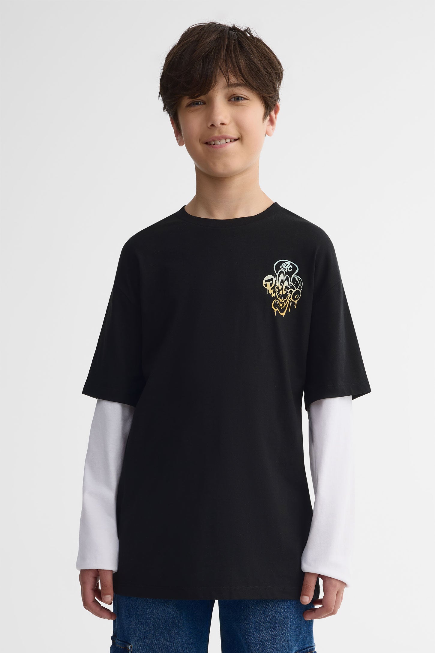 Chandail manches longues, 2/25$ - Ado garçon && NOIR