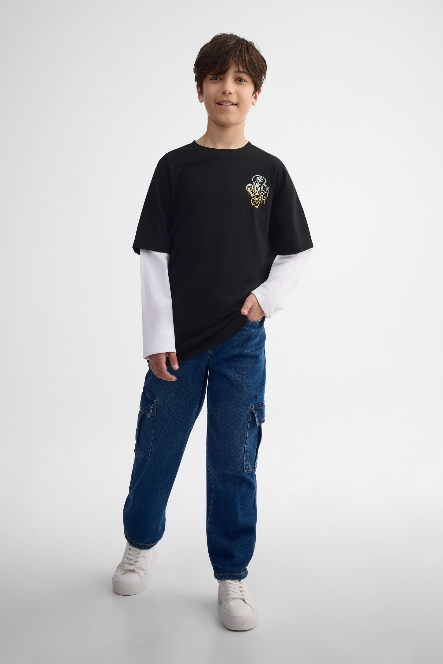 Chandail manches longues, 2/25$ - Ado garçon && NOIR