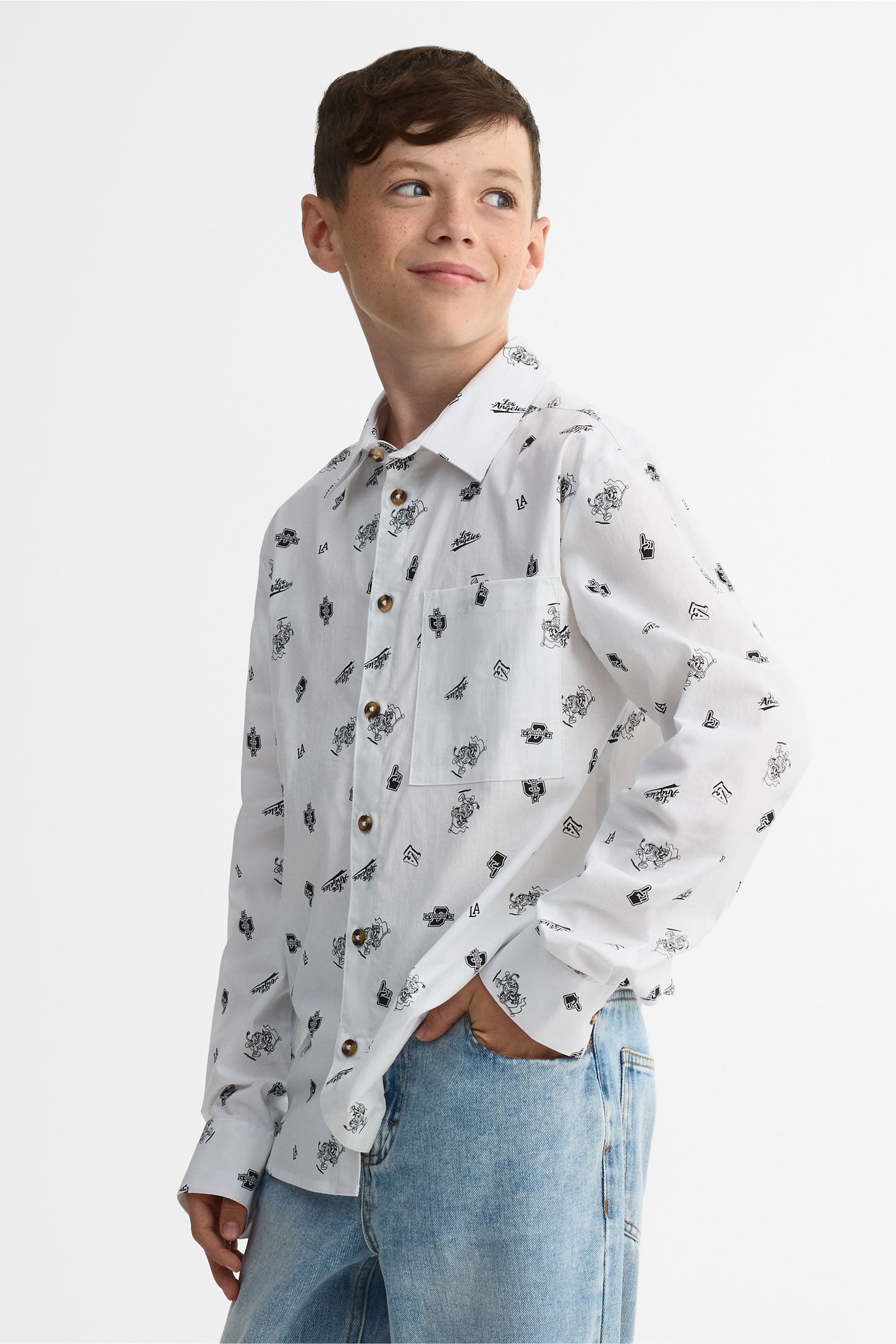 Chemise manches longues - Ado garçon && BLANC MULTI