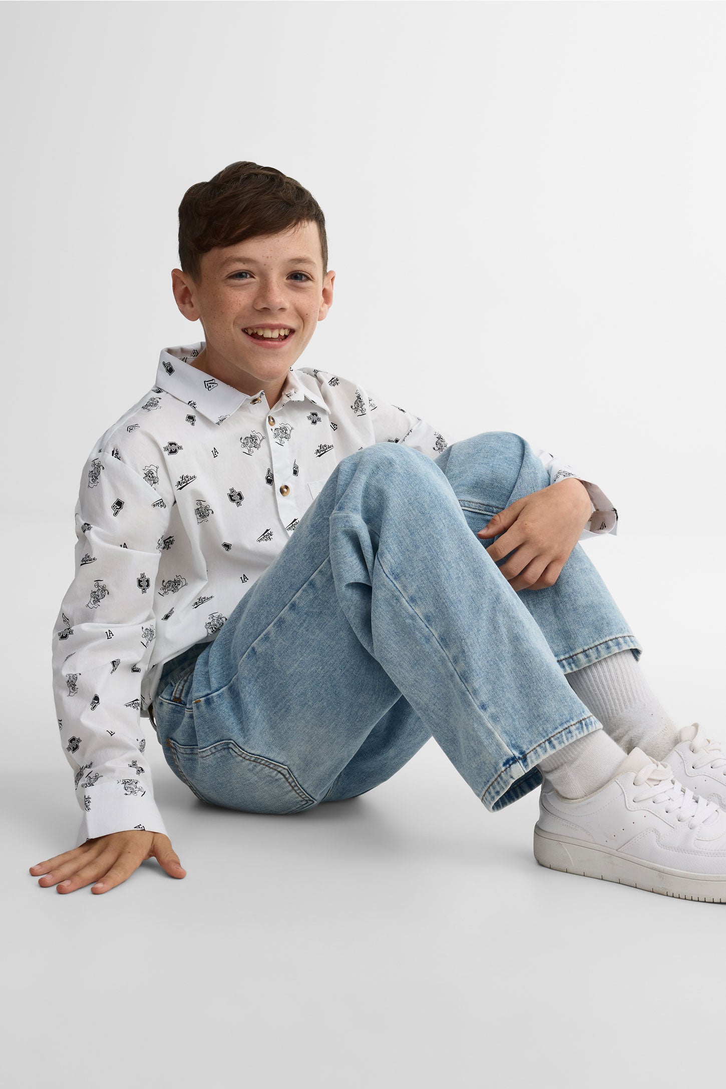 Chemise manches longues - Ado garçon && BLANC MULTI