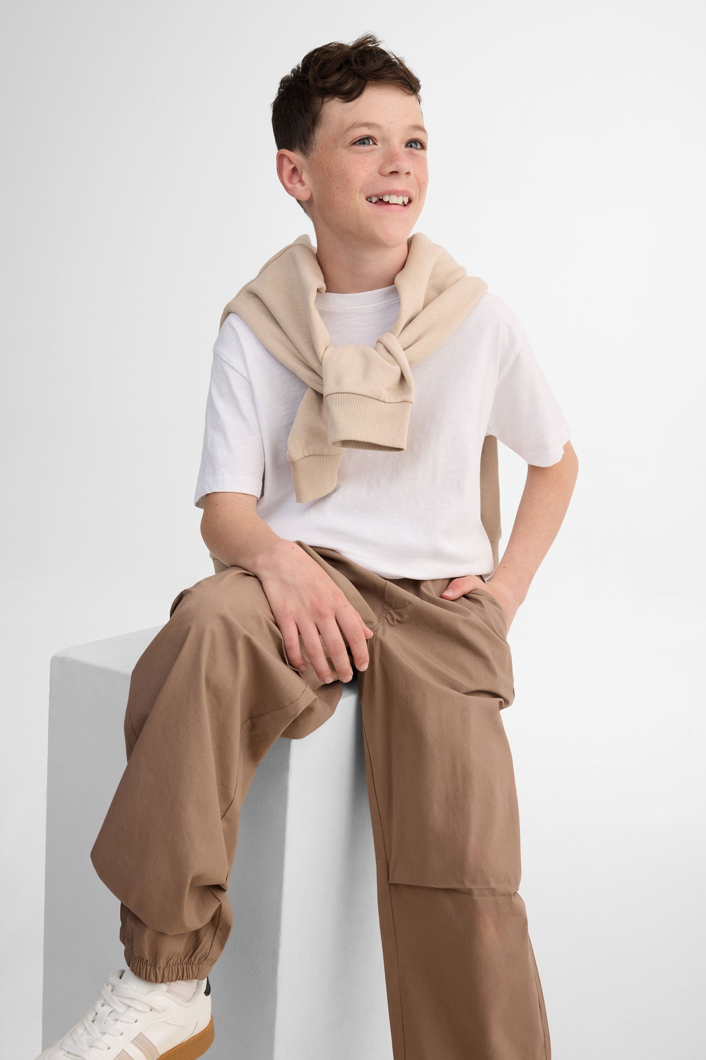 Pantalon parachute coton - Ado garçon && TAUPE