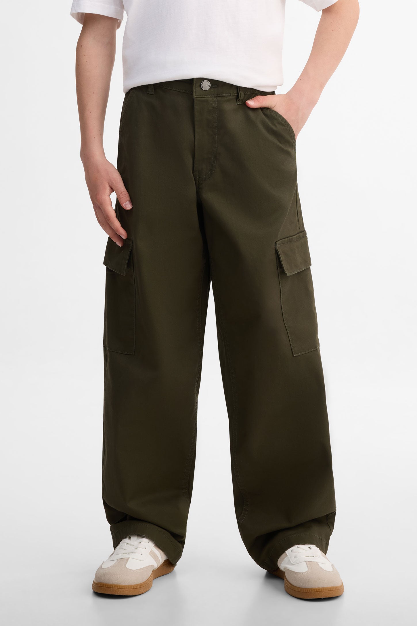 Pantalon cargo en twill, 2/50$ - Ado garçon && VERT FONCE