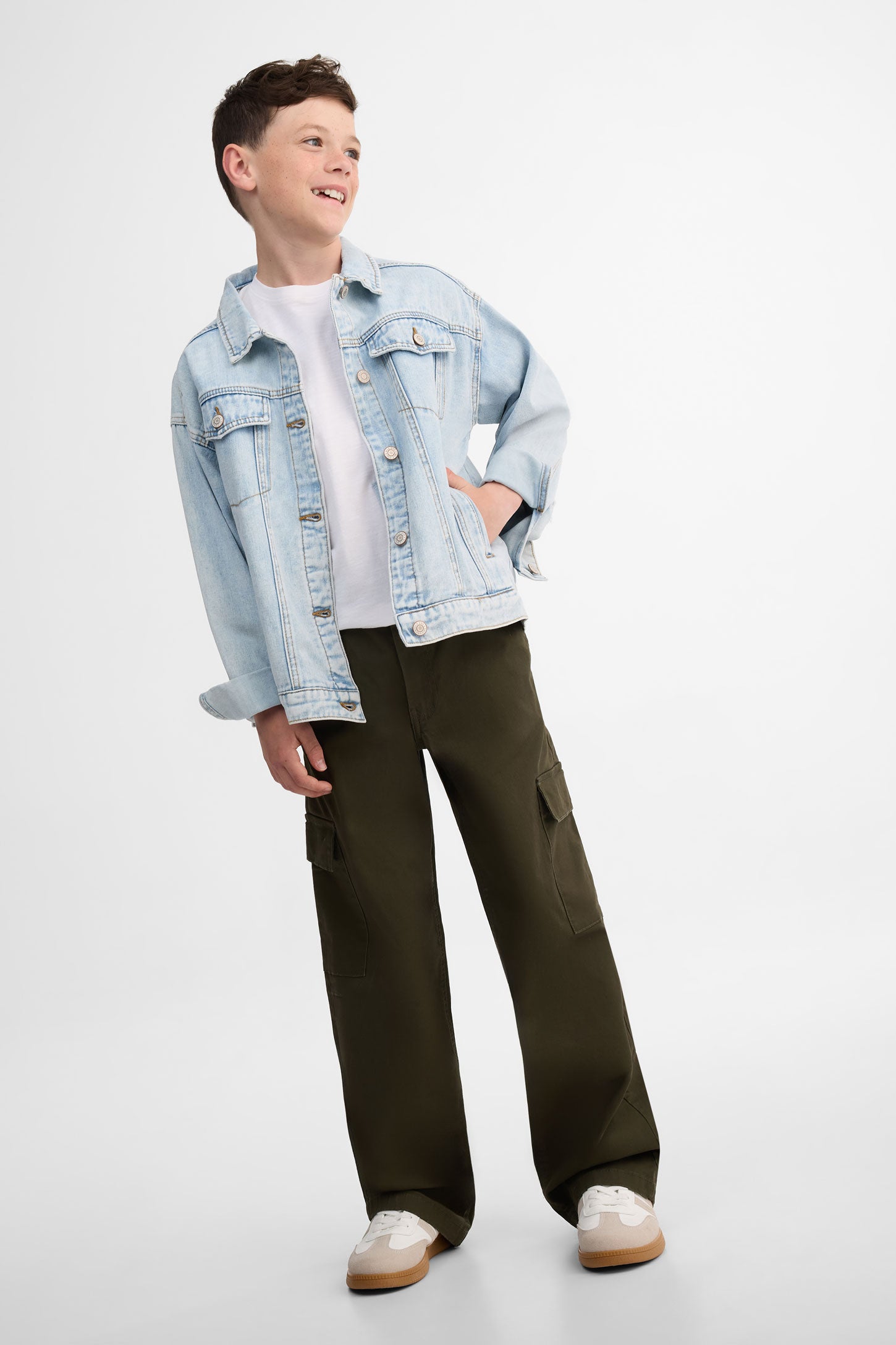 Pantalon cargo en twill, 2/50$ - Ado garçon && VERT FONCE