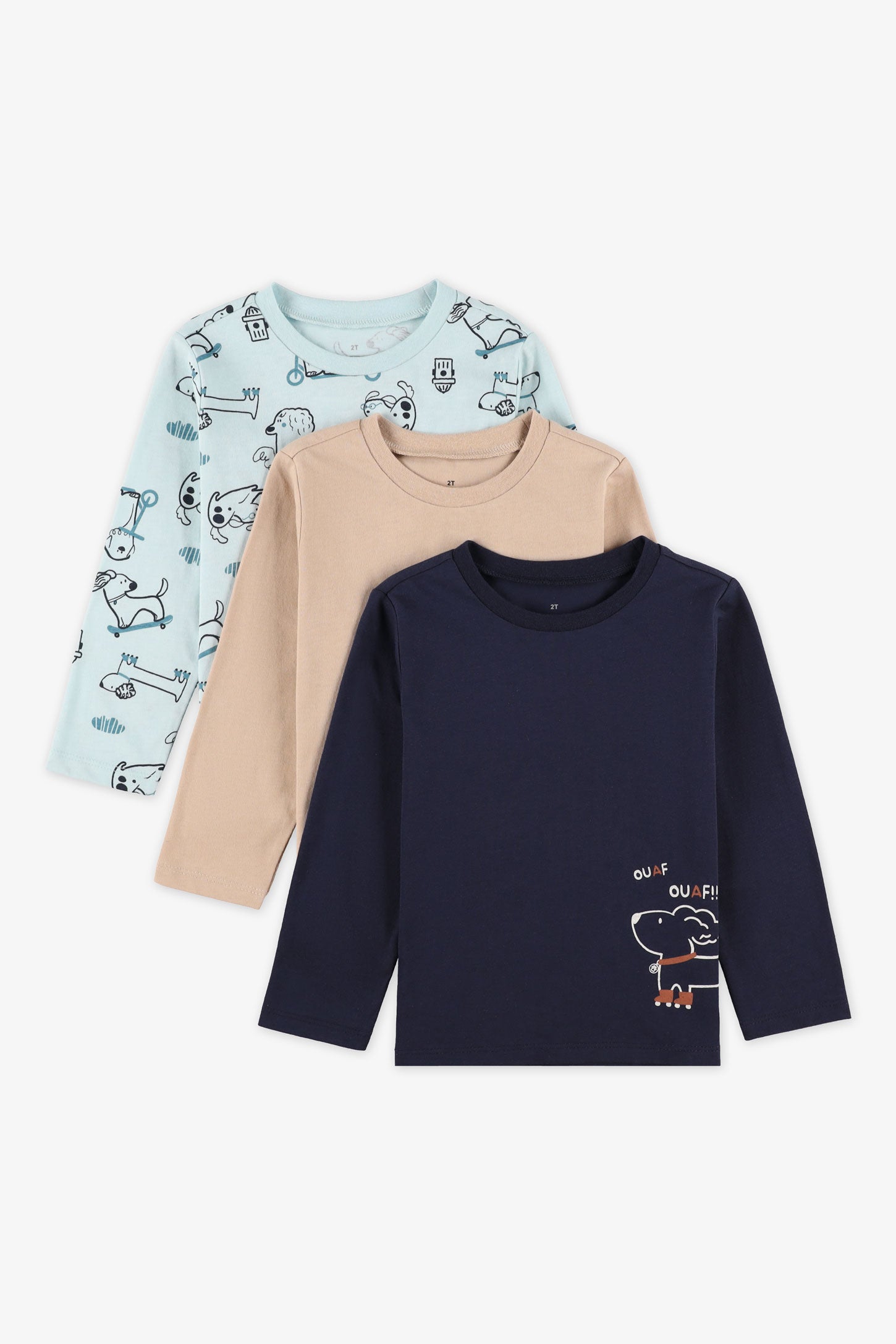 Lot de 3 chandails manches longues - Bébé garçon && AQUA/MULTI