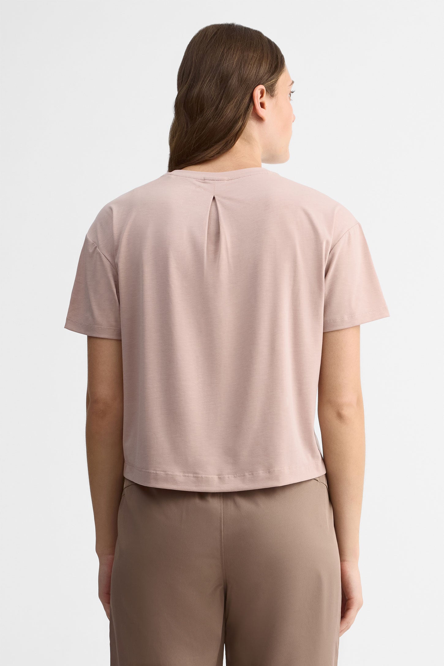 T-shirt col rond lyocell - Femme && ROSE