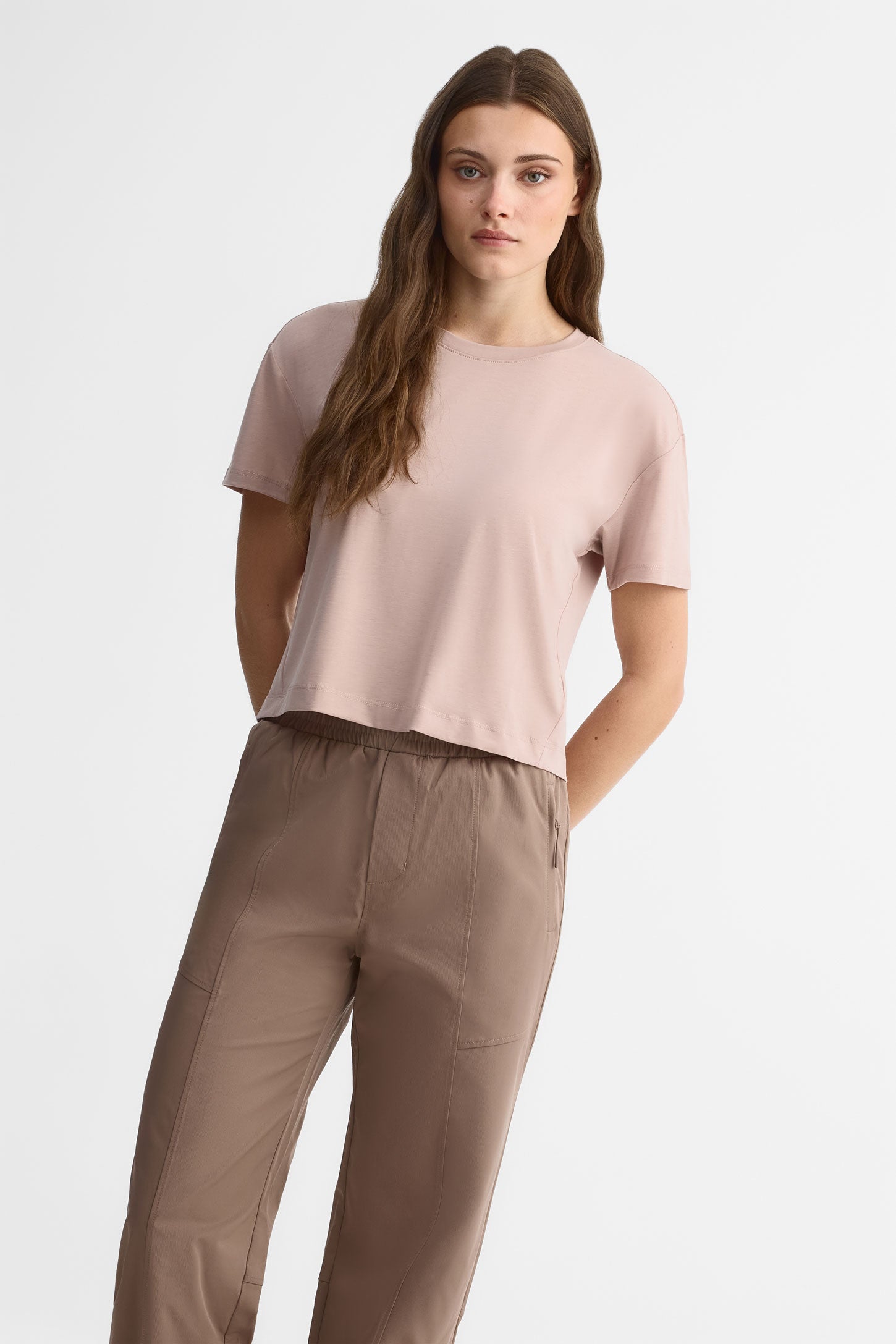 T-shirt col rond lyocell - Femme && ROSE