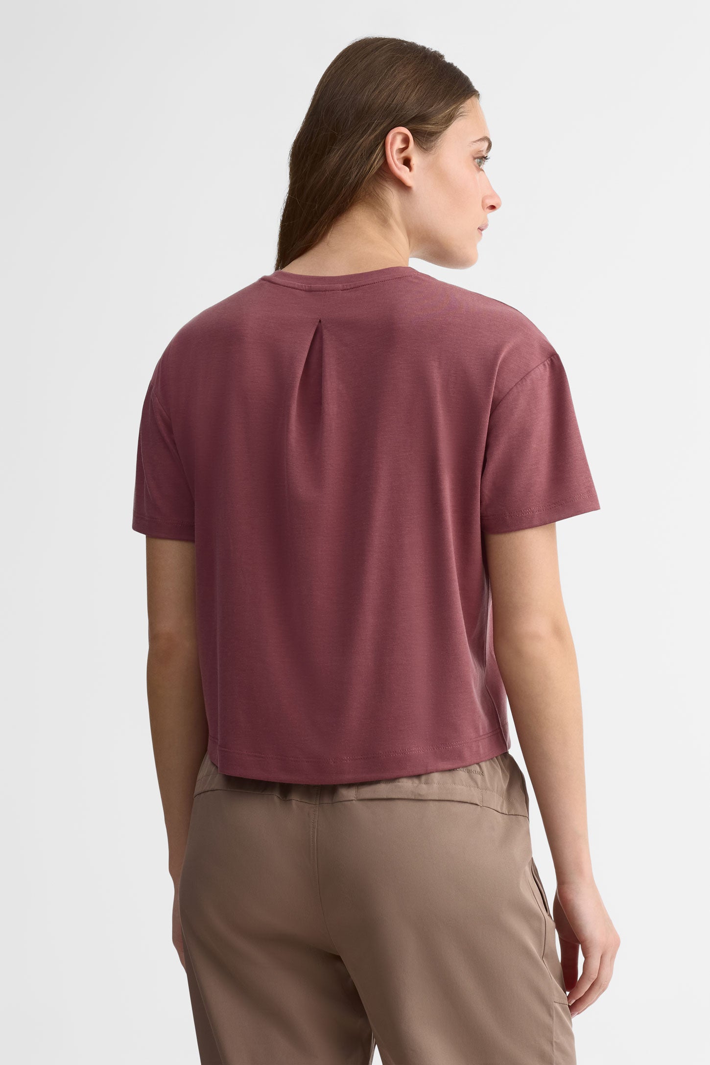 T-shirt col rond lyocell - Femme && BOURGOGNE