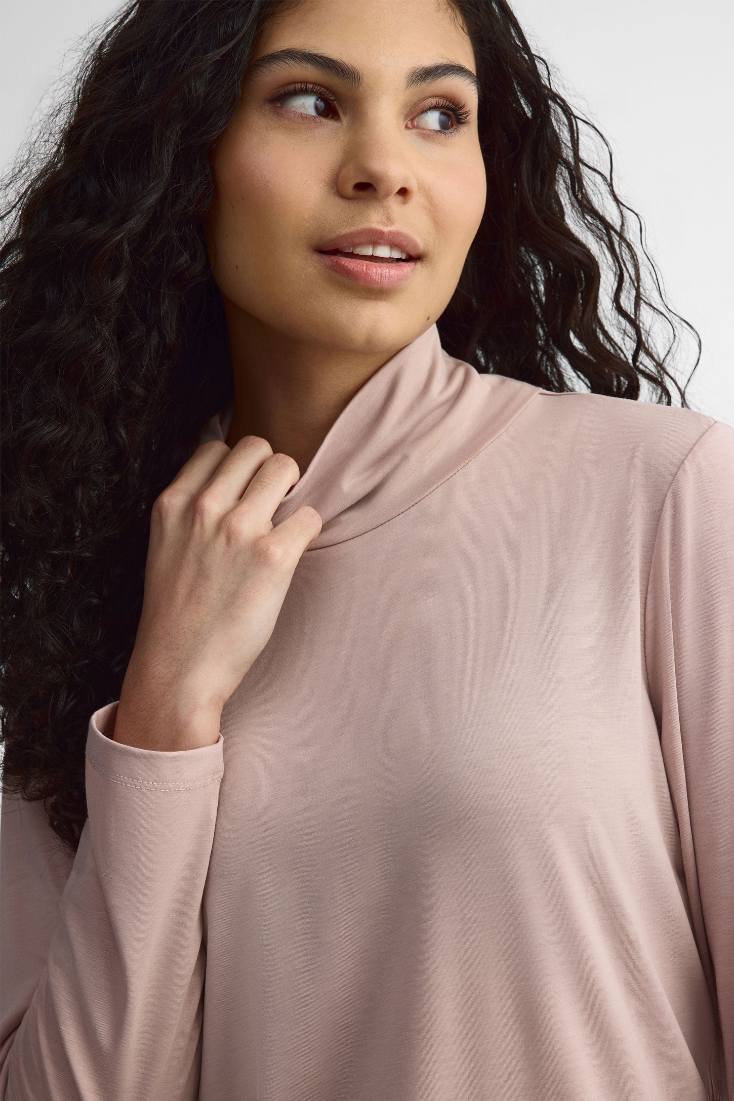 Chandail col montant lyocell - Femme && ROSE