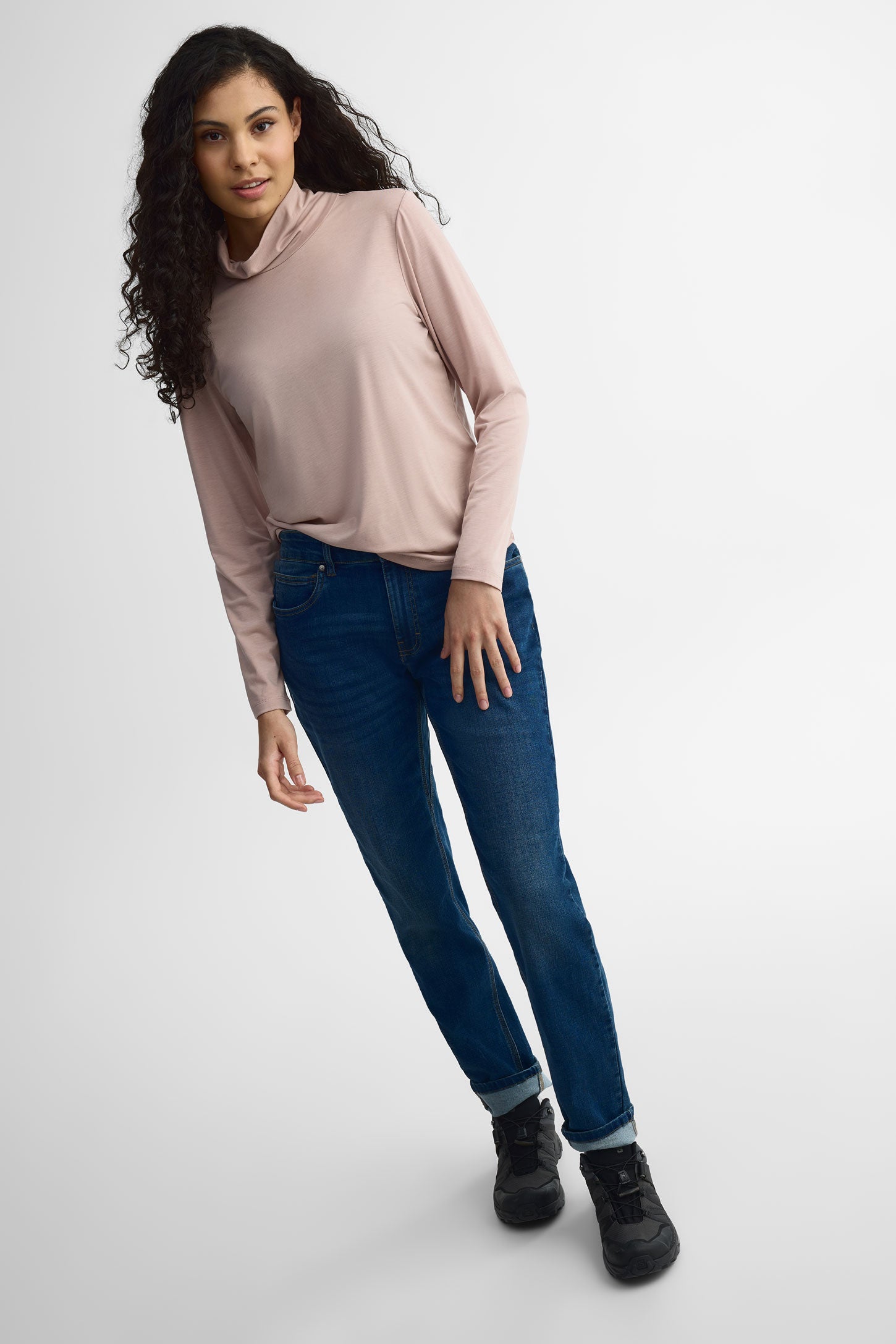 Chandail col montant lyocell - Femme && ROSE