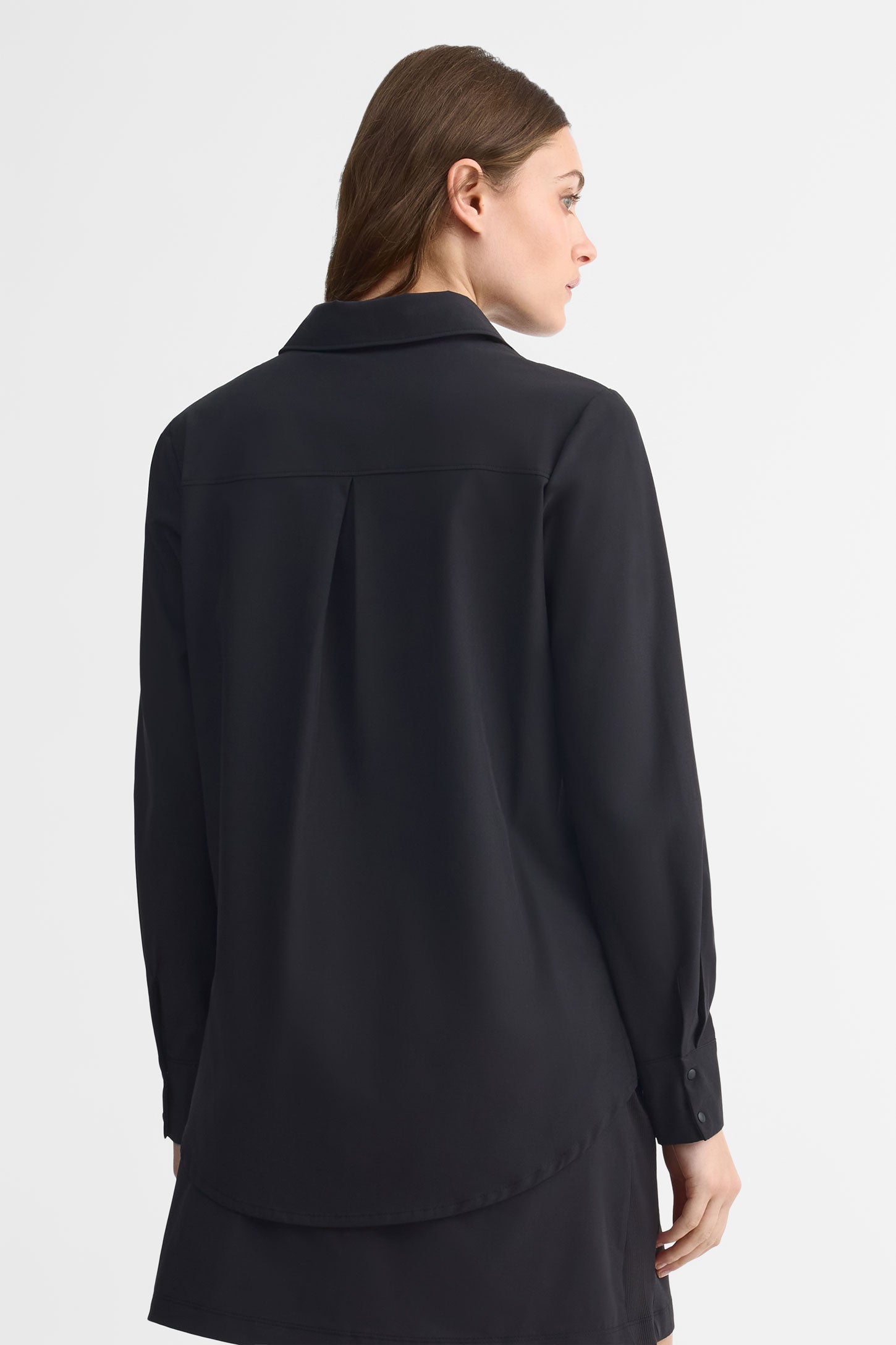 Chemise manches longues coupe semi-ajustée - Femme && NOIR